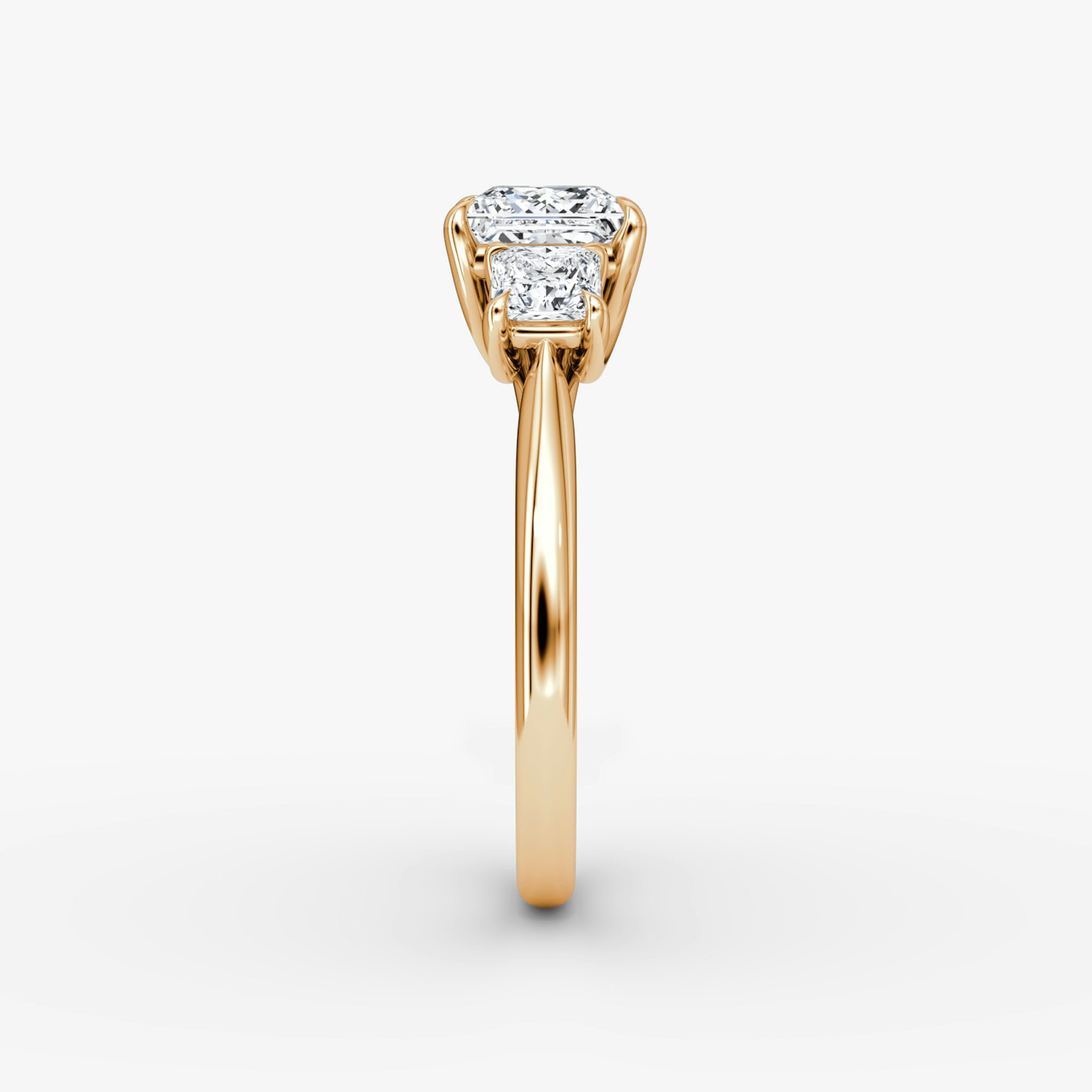 The Trellis Three Stone | Princess | 14k | Rose Gold | bandAccent: Plain | diamondOrientation: vertical | caratWeight: other