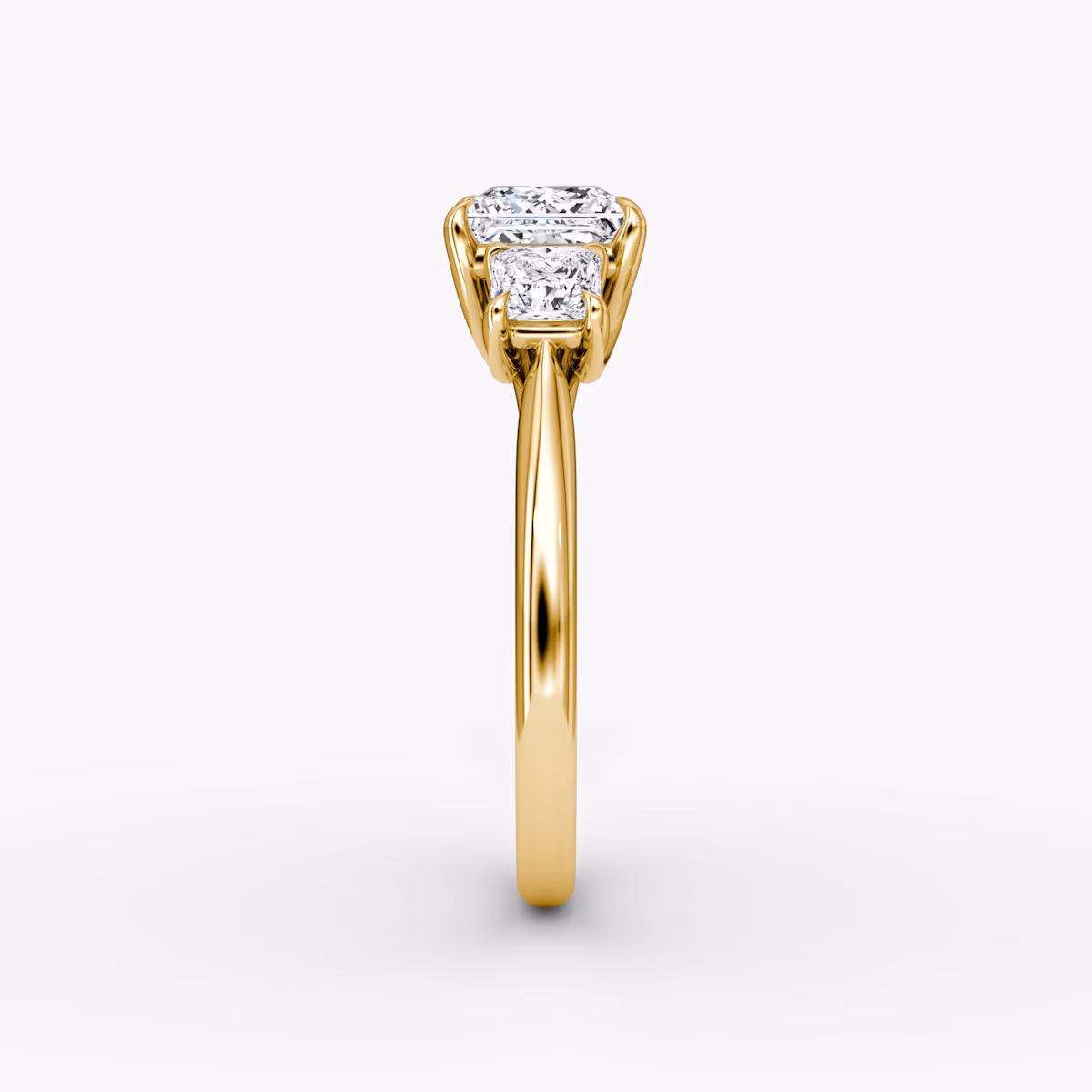 The Trellis Three Stone | Princess | 18k | Yellow Gold | bandAccent: Plain | diamondOrientation: vertical | caratWeight: other