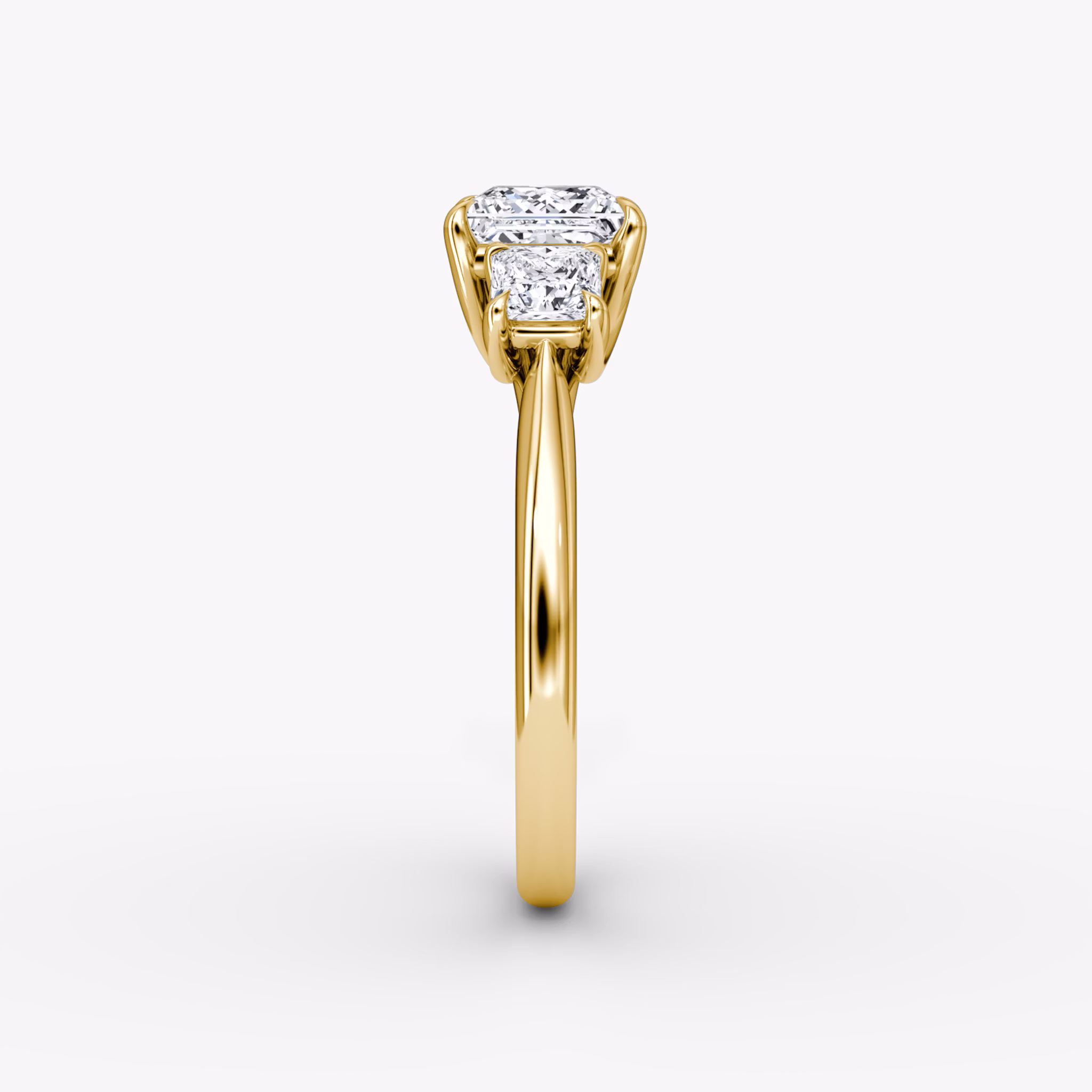 The Trellis Three Stone | Princess | 18k | Yellow Gold | bandAccent: Plain | diamondOrientation: vertical | caratWeight: other