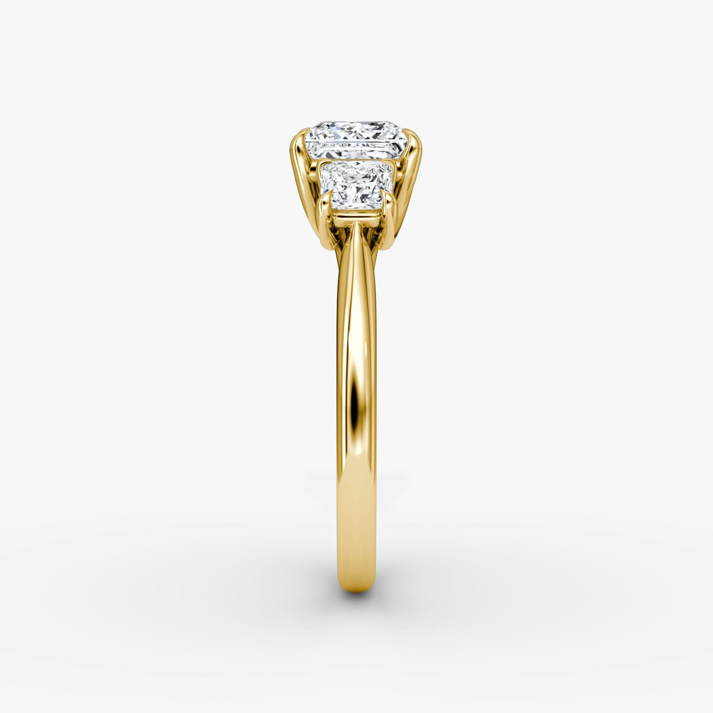 The Trellis Three Stone | Princess | 18k | Yellow Gold | bandAccent: Plain | diamondOrientation: vertical | caratWeight: other