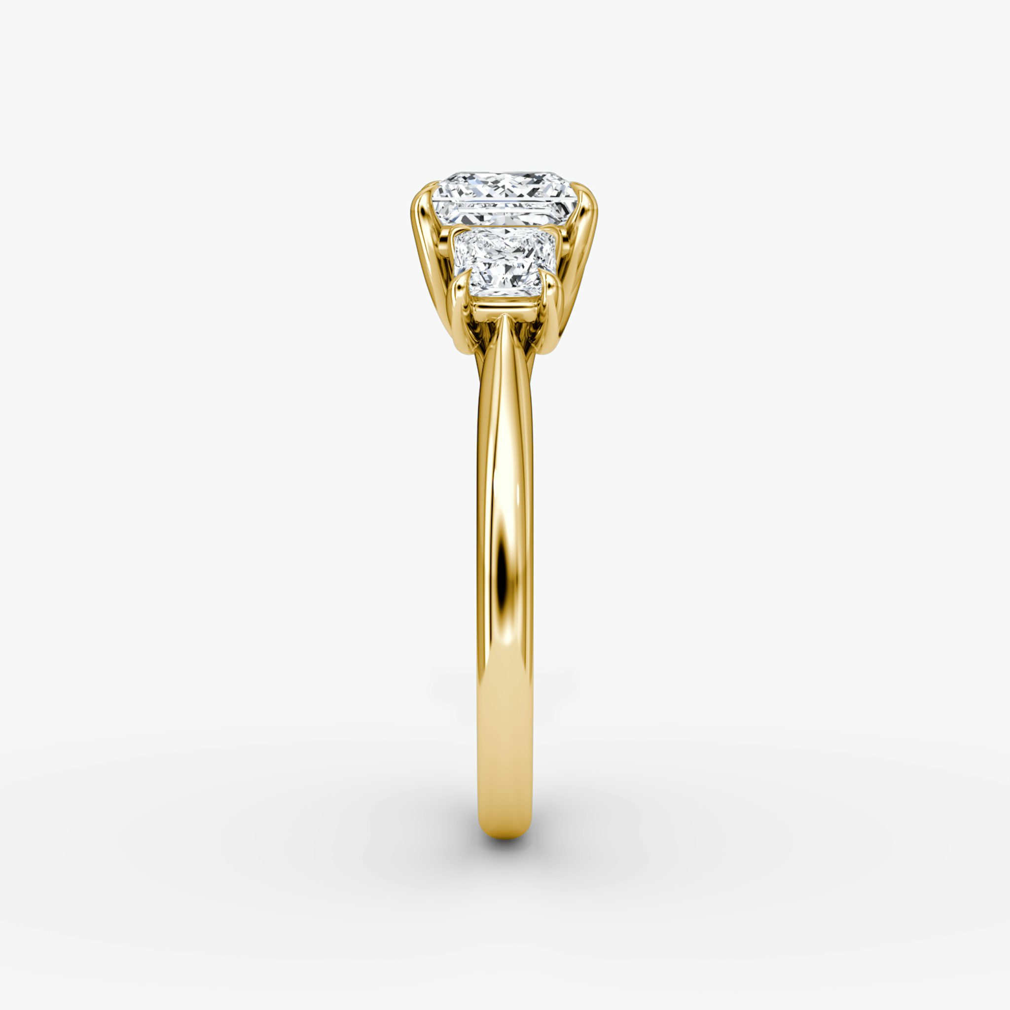 The Trellis Three Stone | Princess | 18k | Yellow Gold | bandAccent: Plain | diamondOrientation: vertical | caratWeight: other