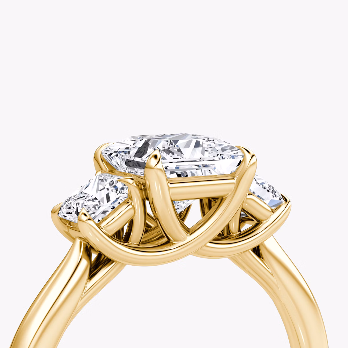 The Trellis Three Stone | Princess | 18k | Yellow Gold | bandAccent: Plain | diamondOrientation: vertical | caratWeight: other