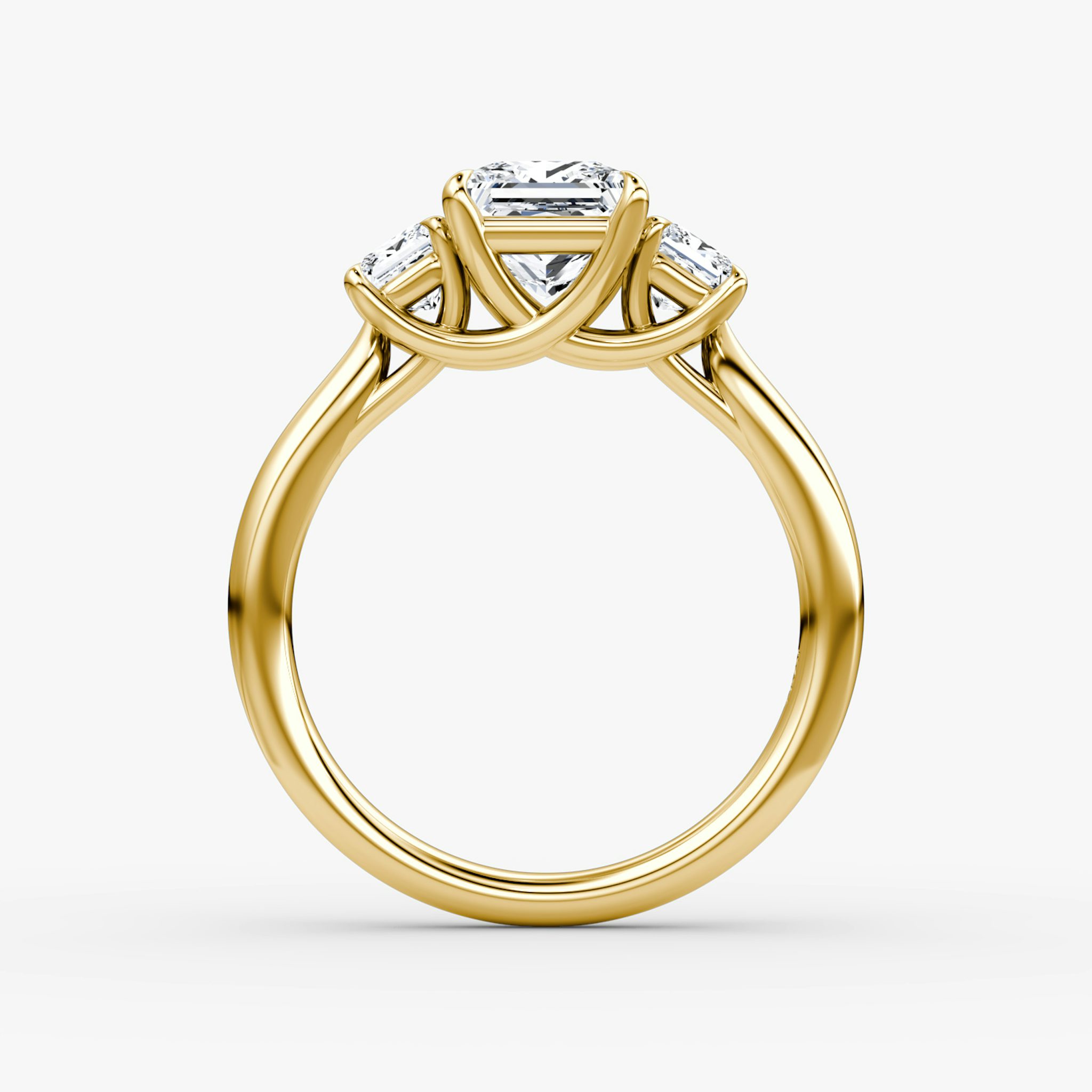 The Trellis Three Stone | Princess | 18k | Yellow Gold | bandAccent: Plain | diamondOrientation: vertical | caratWeight: other