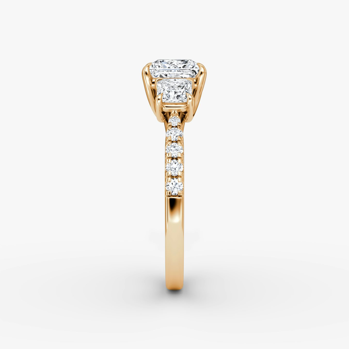The Trellis Three Stone | Princess | 14k | Rose Gold | bandAccent: Pavé | diamondOrientation: vertical | caratWeight: other