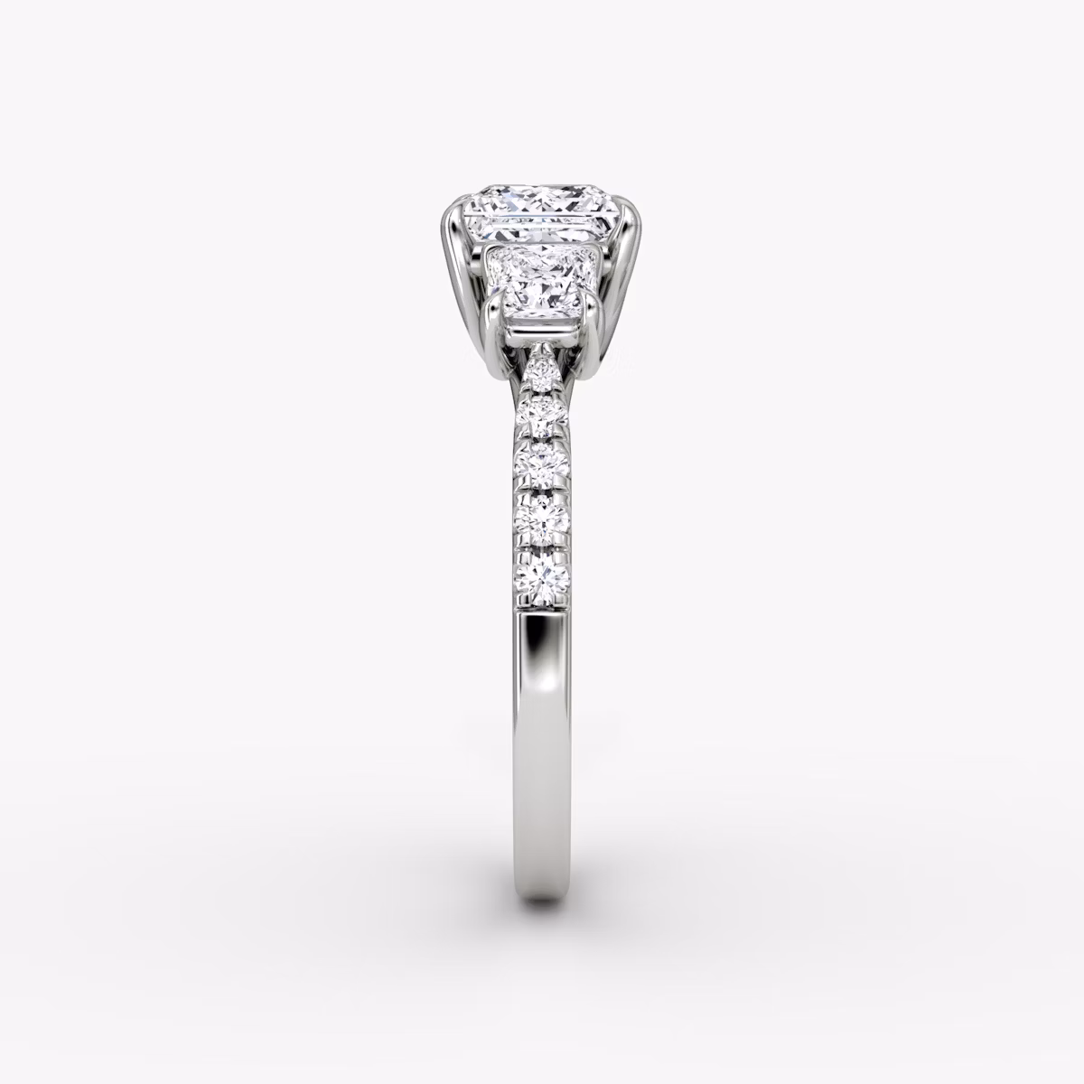 The Trellis Three Stone | Princess | Platinum | bandAccent: Pavé | diamondOrientation: vertical | caratWeight: other