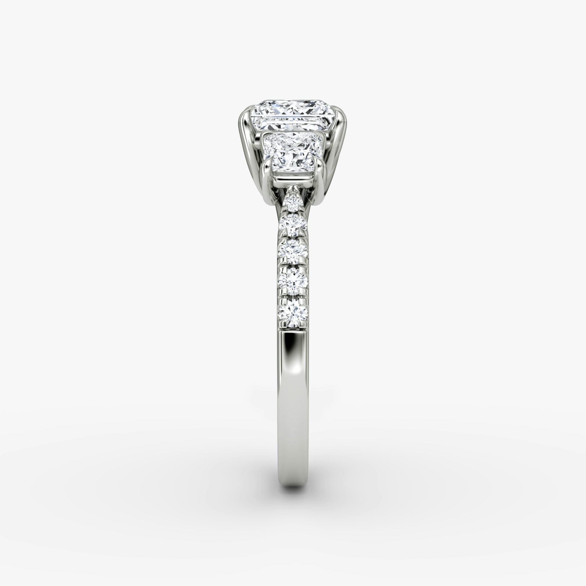 The Trellis Three Stone | Princess | Platinum | bandAccent: Pavé | diamondOrientation: vertical | caratWeight: other