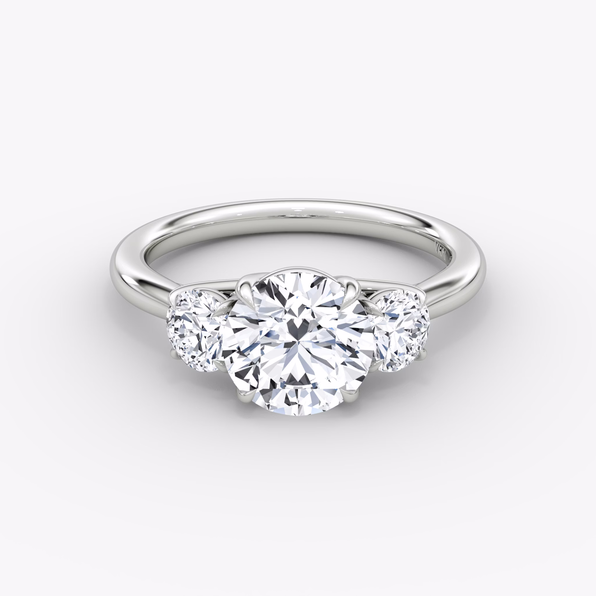 The Trellis Three Stone | Round Brilliant | Platinum | bandAccent: Plain | caratWeight: 1.5ct | diamondOrientation: vertical