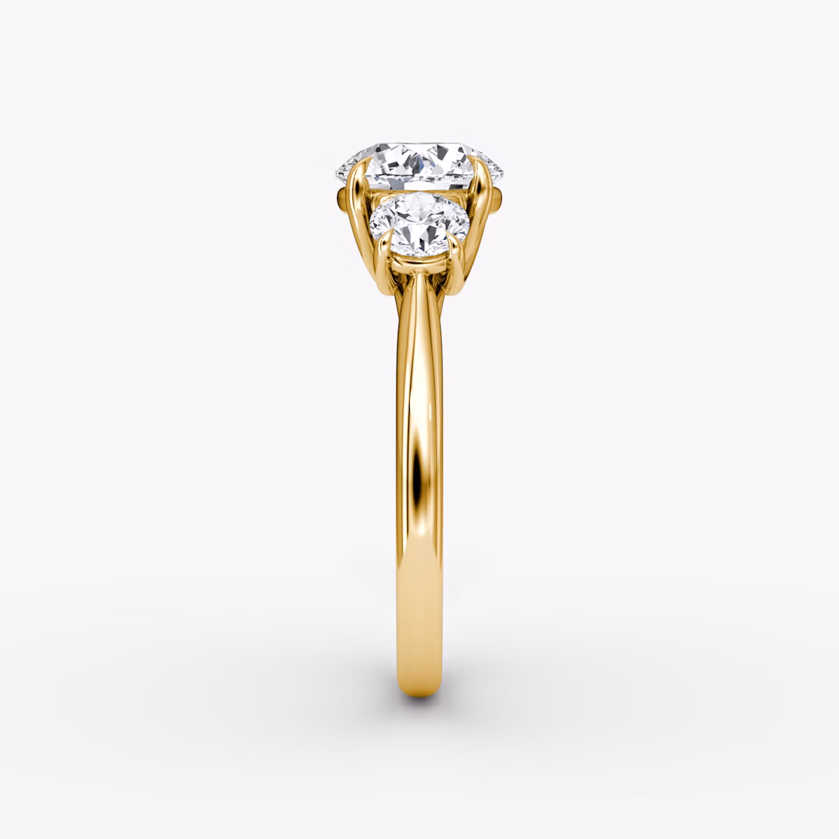 The Trellis Three Stone | Round Brilliant | 18k | Yellow Gold | bandAccent: Plain | caratWeight: 1.5ct | diamondOrientation: vertical