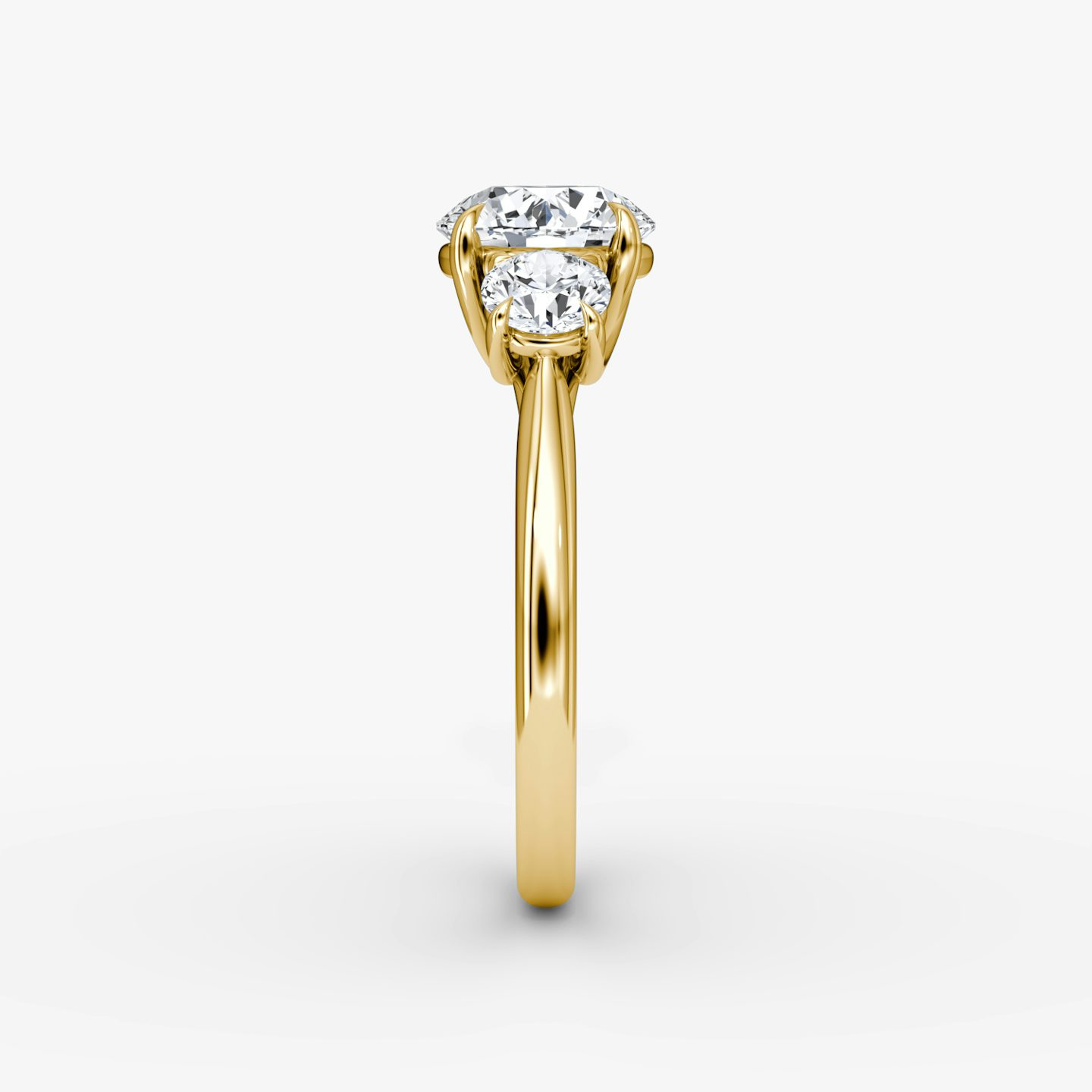 The Trellis Three Stone | Round Brilliant | 18k | Yellow Gold | bandAccent: Plain | caratWeight: other | diamondOrientation: vertical