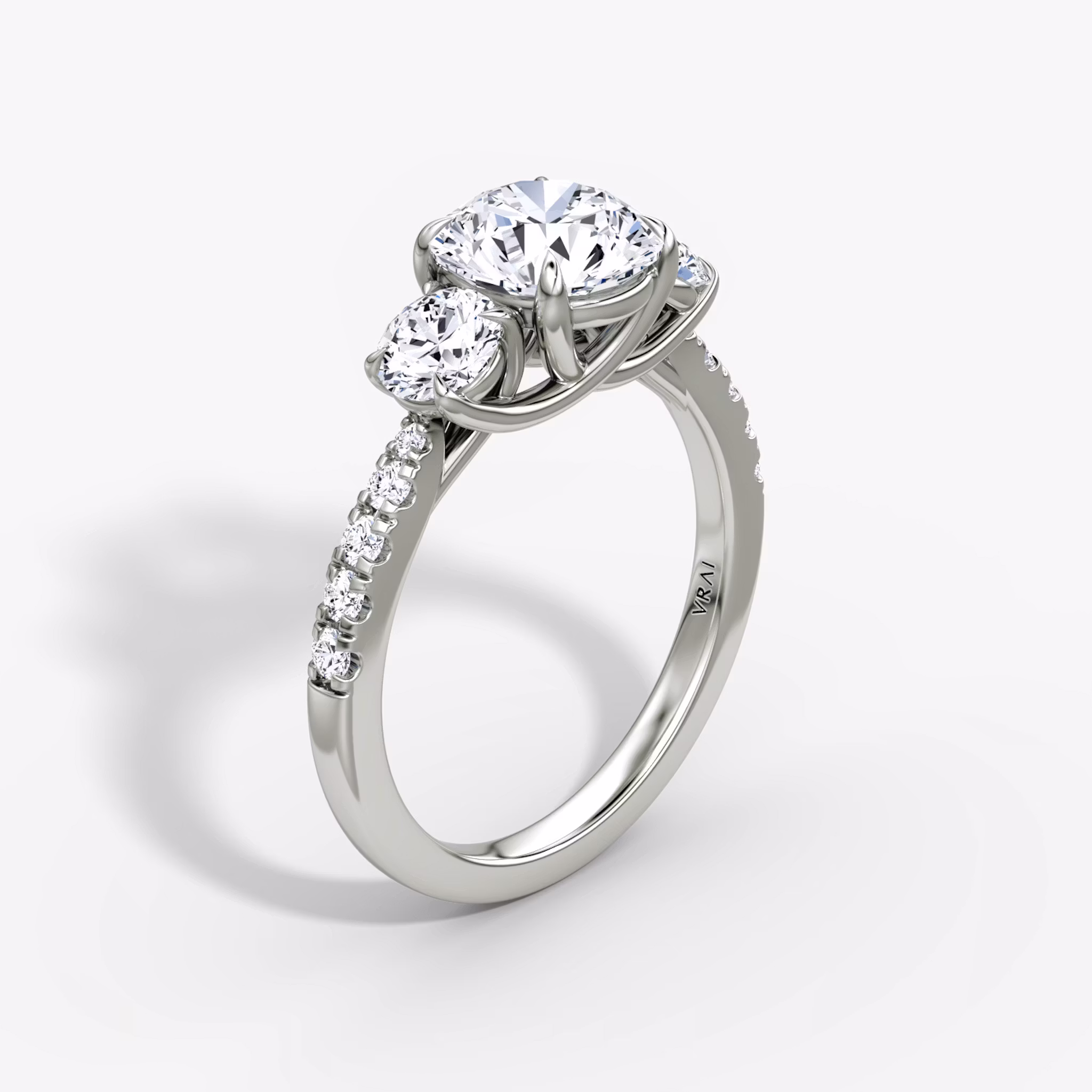 The Trellis Three Stone Round Brilliant | White Gold