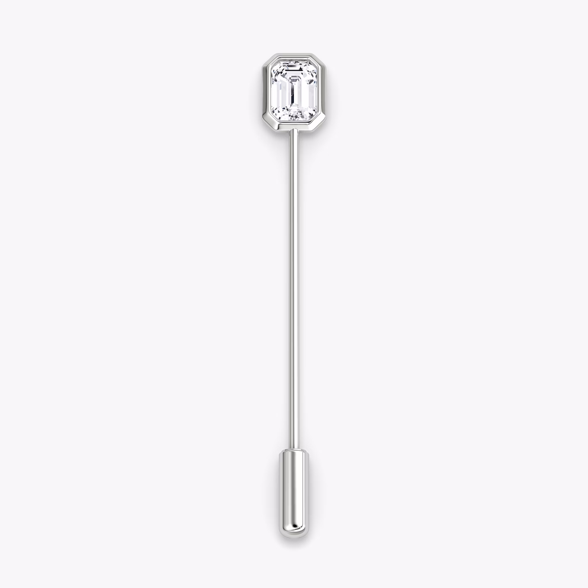 Bezel Lapel Pin | Emerald | 14k | White Gold