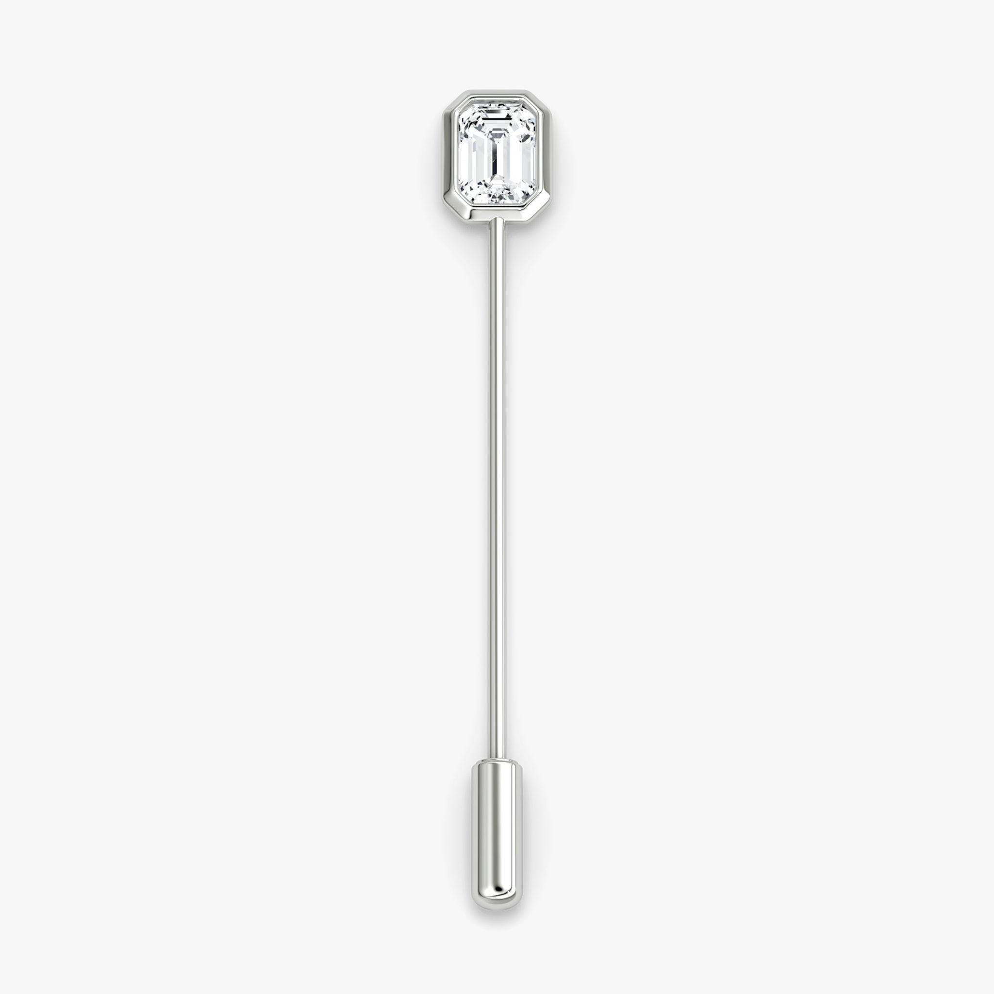 Bezel Lapel Pin | Emerald | 14k | White Gold