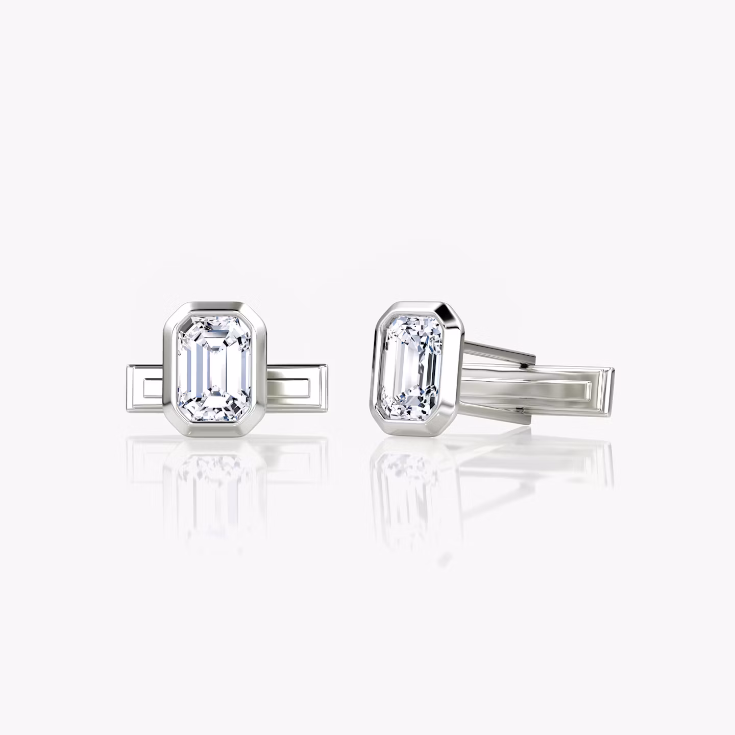 Bezel Cufflinks Emerald | White Gold