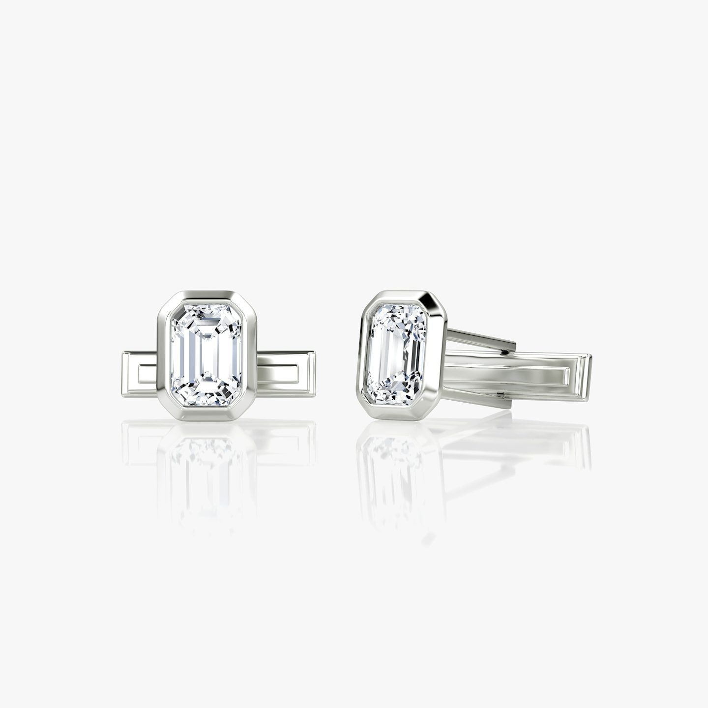Bezel Cufflinks | Emerald | 14k | White Gold