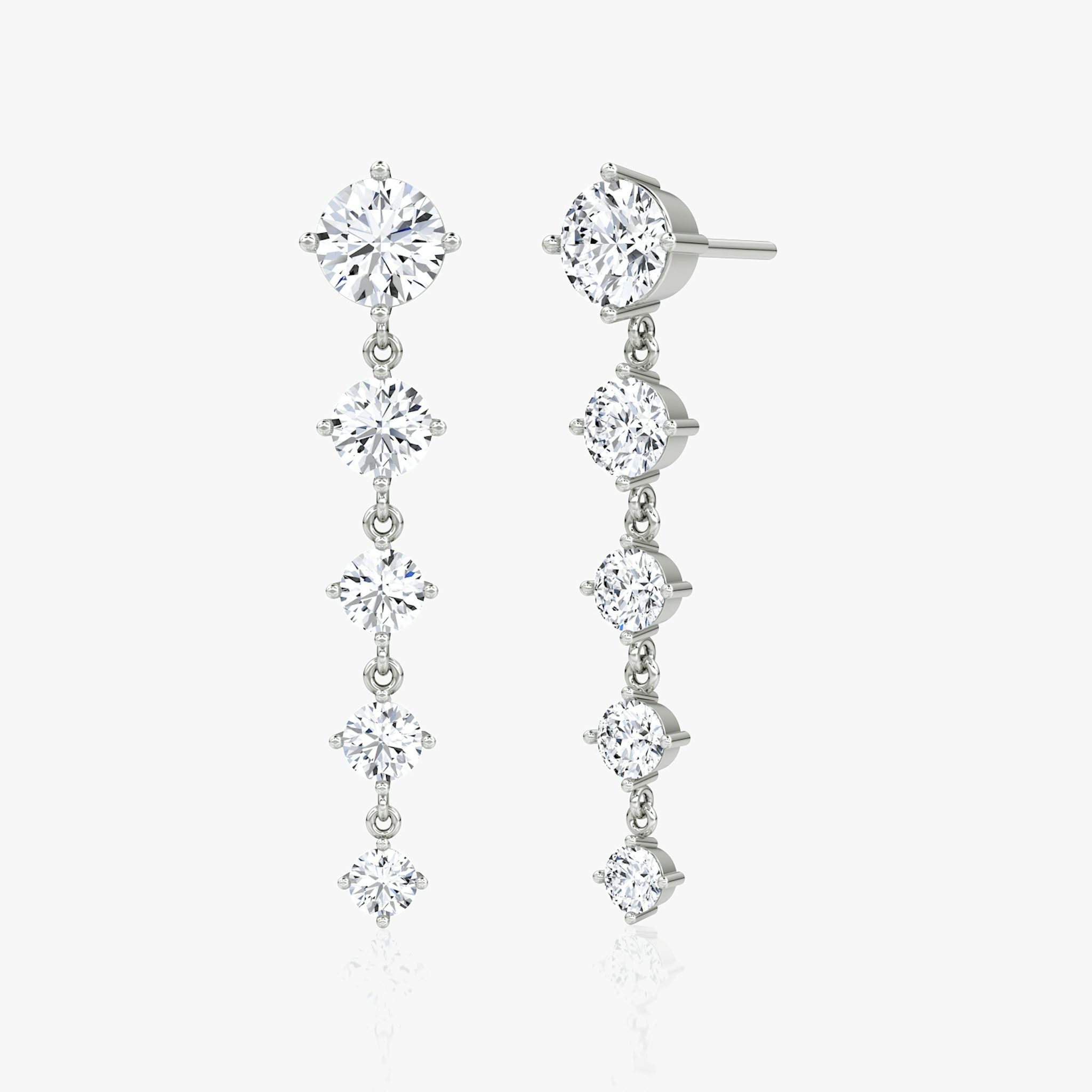 Dramatic Drop Tennis Earring | Round Brilliant | 14k | White Gold