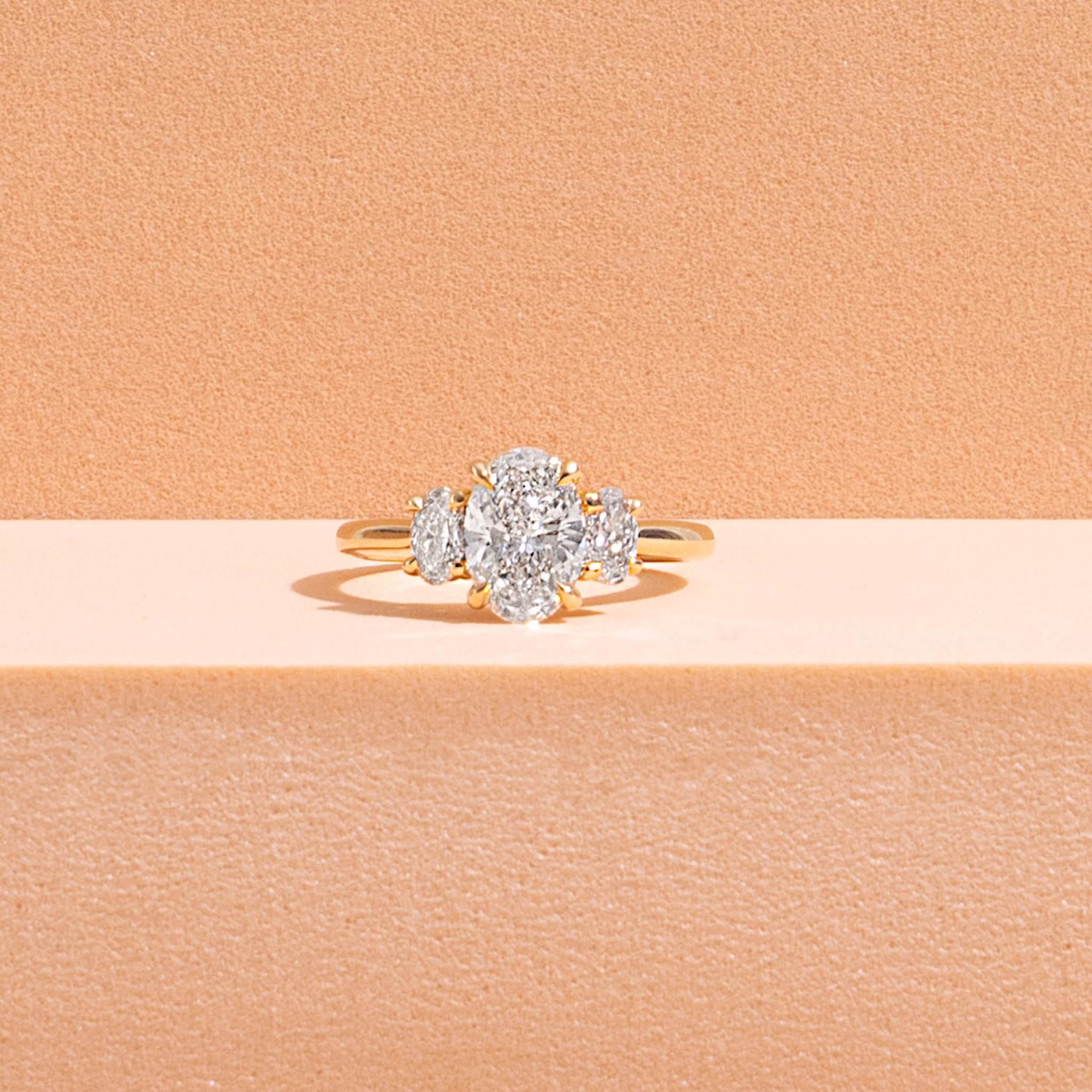 The Trellis Three Stone | Oval | Platinum | bandAccent: Plain | diamondOrientation: vertical | caratWeight: other