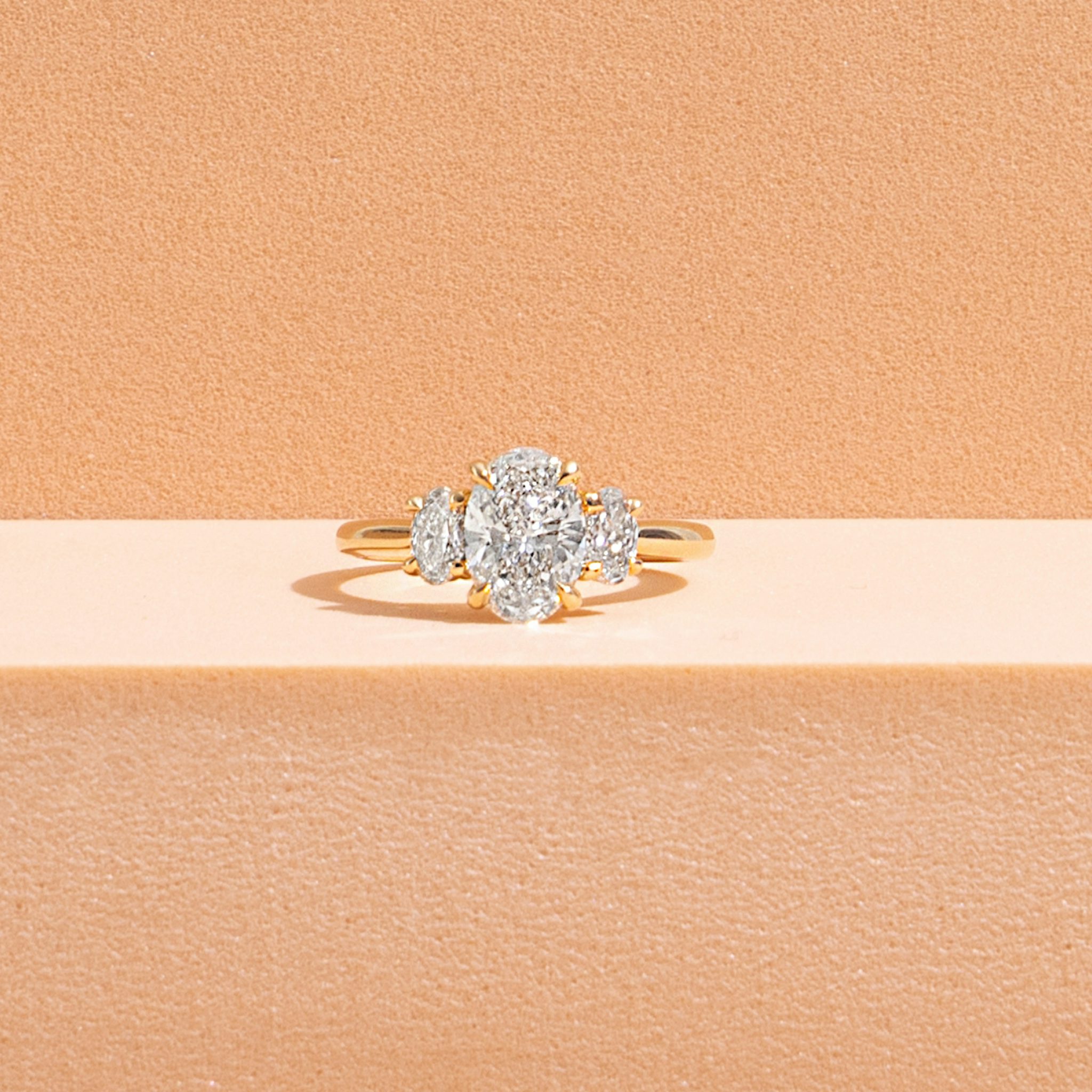 The Trellis Three Stone | Oval | Platinum | bandAccent: Plain | diamondOrientation: vertical | caratWeight: other