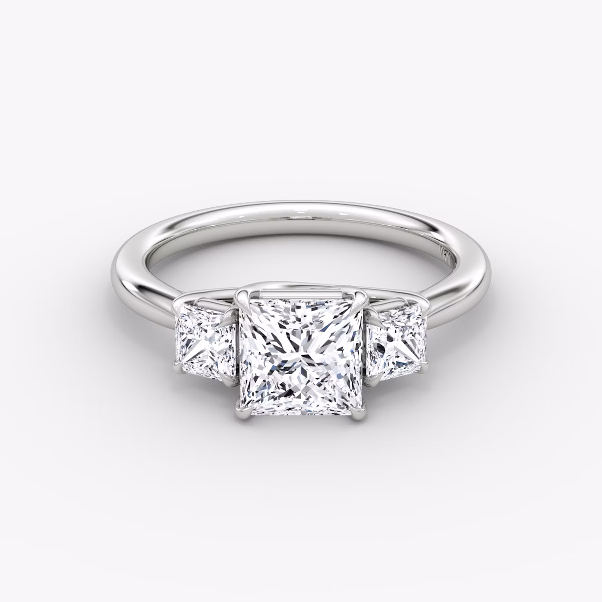 The Trellis Three Stone | Princess | Platinum | bandAccent: Plain | diamondOrientation: vertical | caratWeight: other