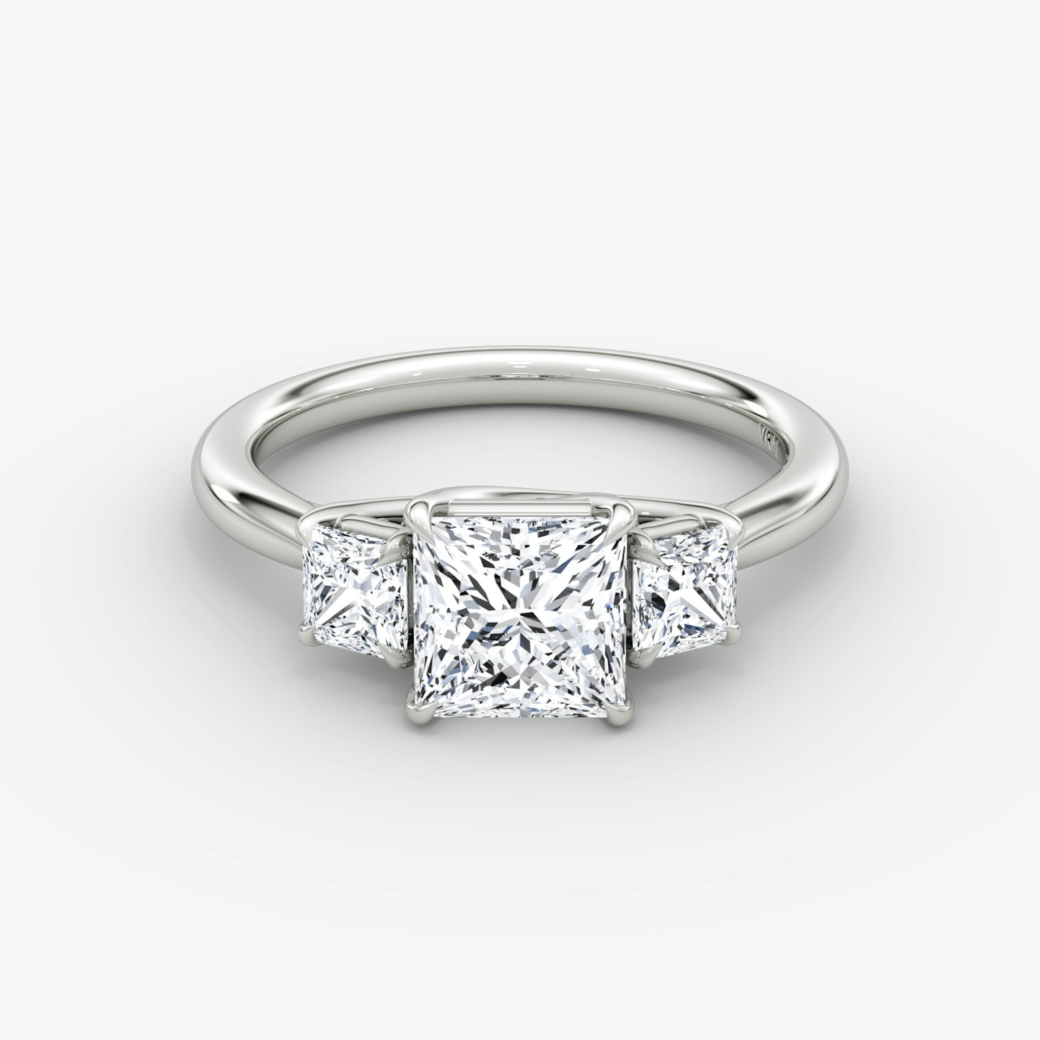 The Trellis Three Stone | Princess | 18k | White Gold | bandAccent: Plain | diamondOrientation: vertical | caratWeight: other