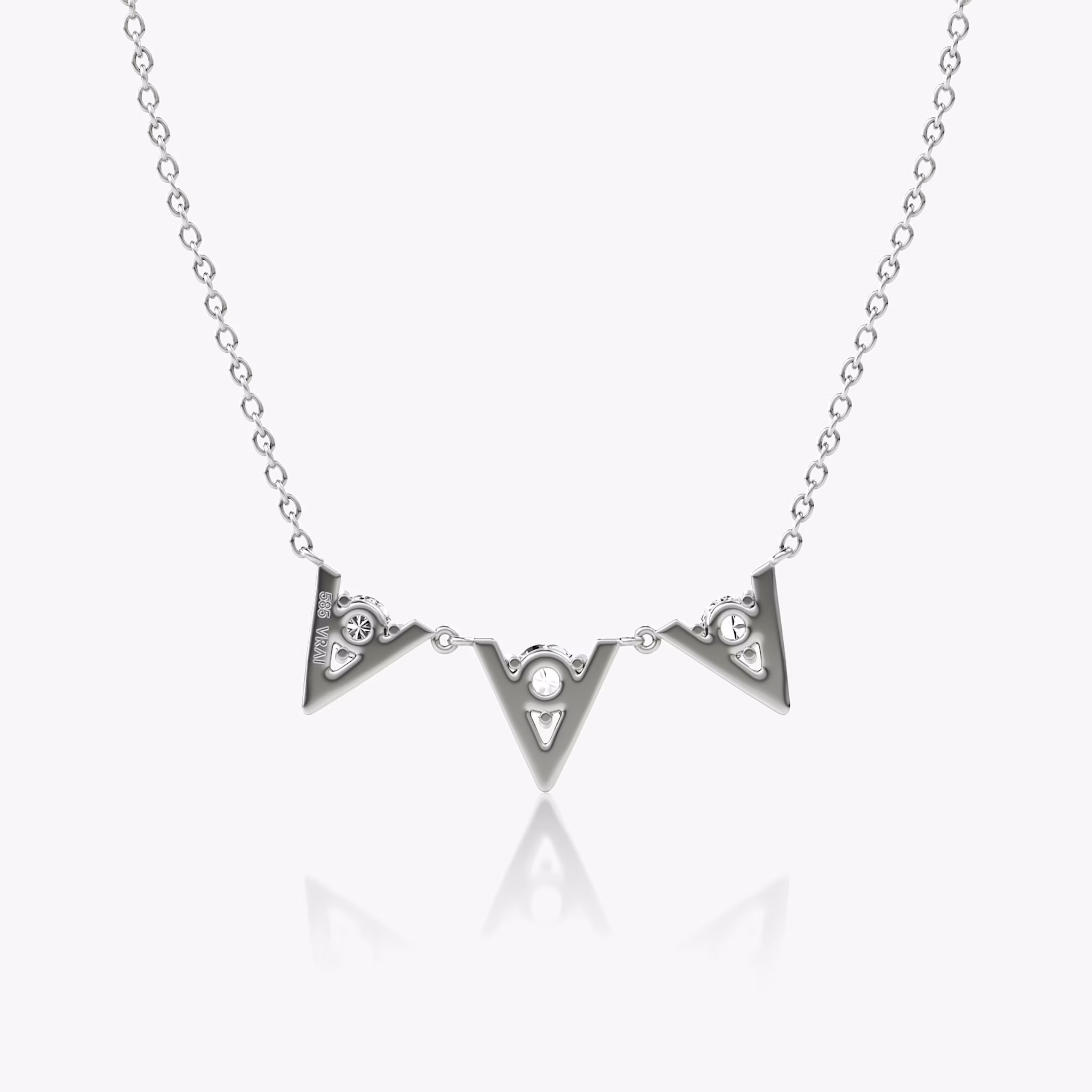 VRAI V Arc Necklace | Round Brilliant | 14k | White Gold | diamondCount: 3 | chainLength: 16-18