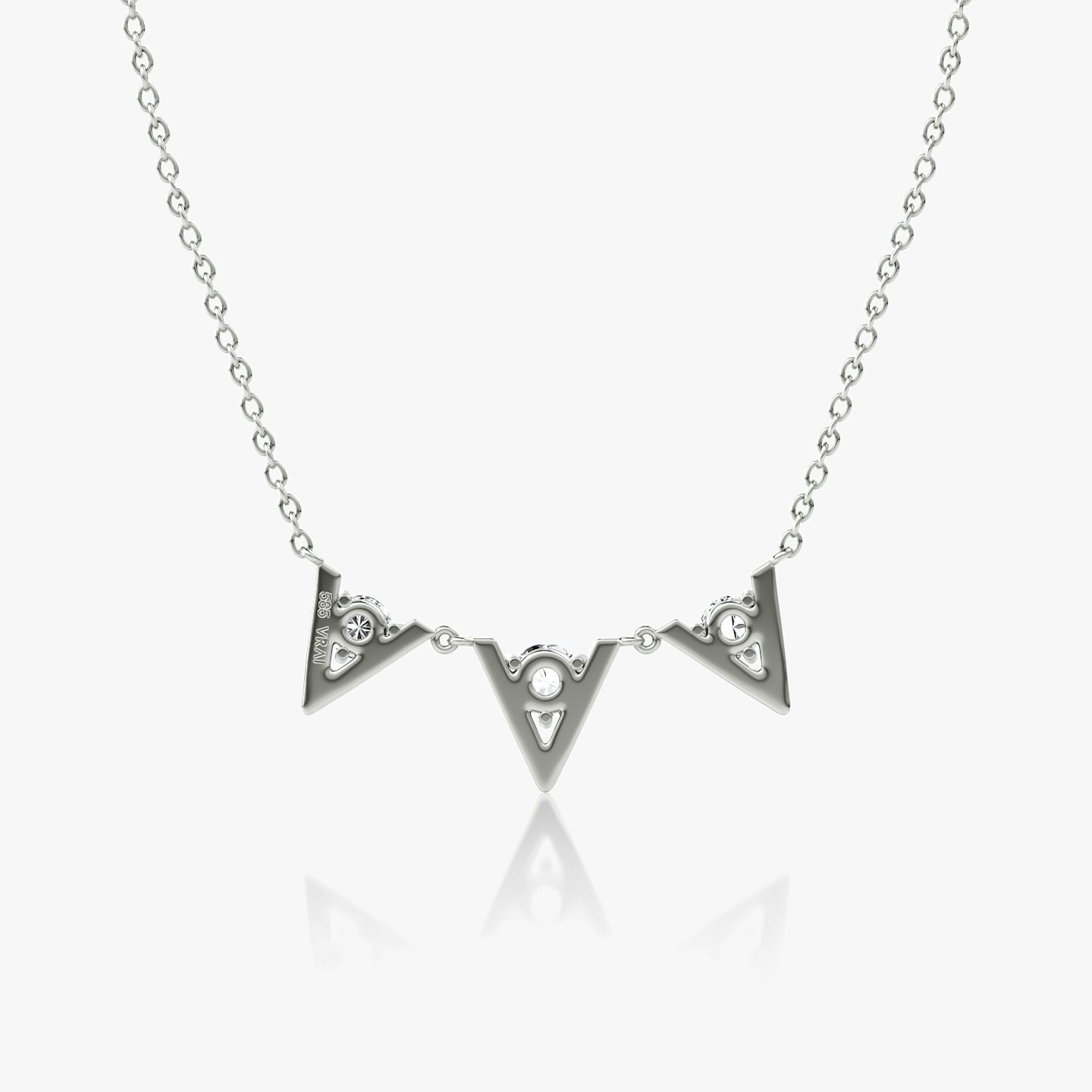 Collar VRAI V Arc | Brillante | 14k | Oro blanco | diamondCount: 3 | chainLength: 16-18
