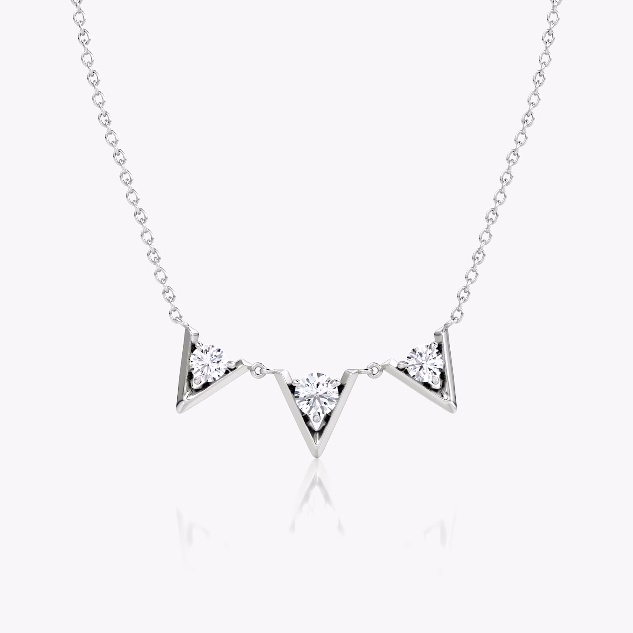 VRAI V Arc Necklace | Round Brilliant | 14k | White Gold | diamondCount: 3 | chainLength: 16-18