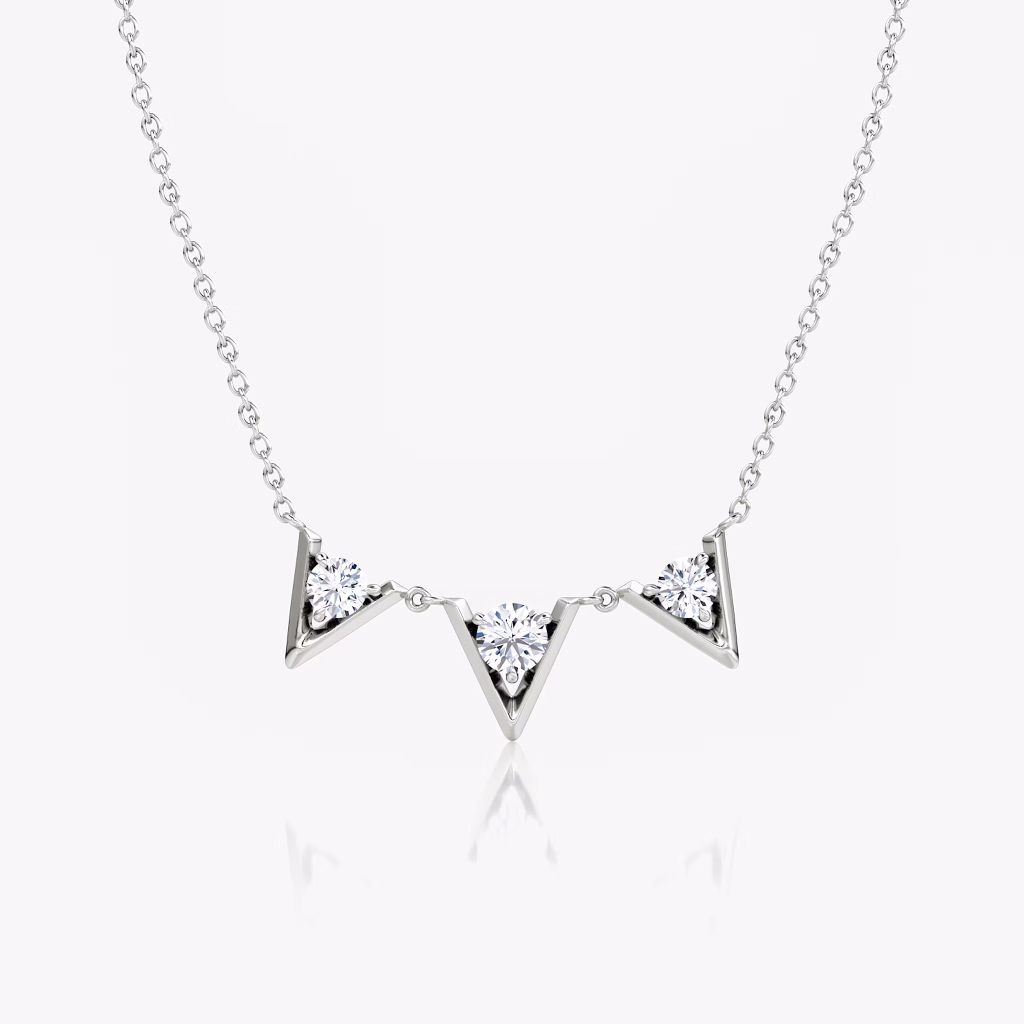 VRAI V Arc Necklace Round Brilliant | White Gold