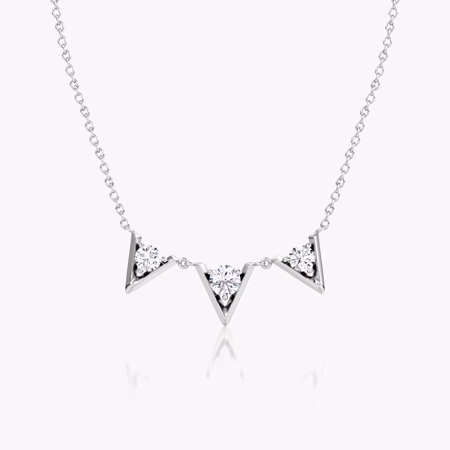 Collar VRAI V Arc | Brillante | 14k | Oro blanco | diamondCount: 3 | chainLength: 16-18