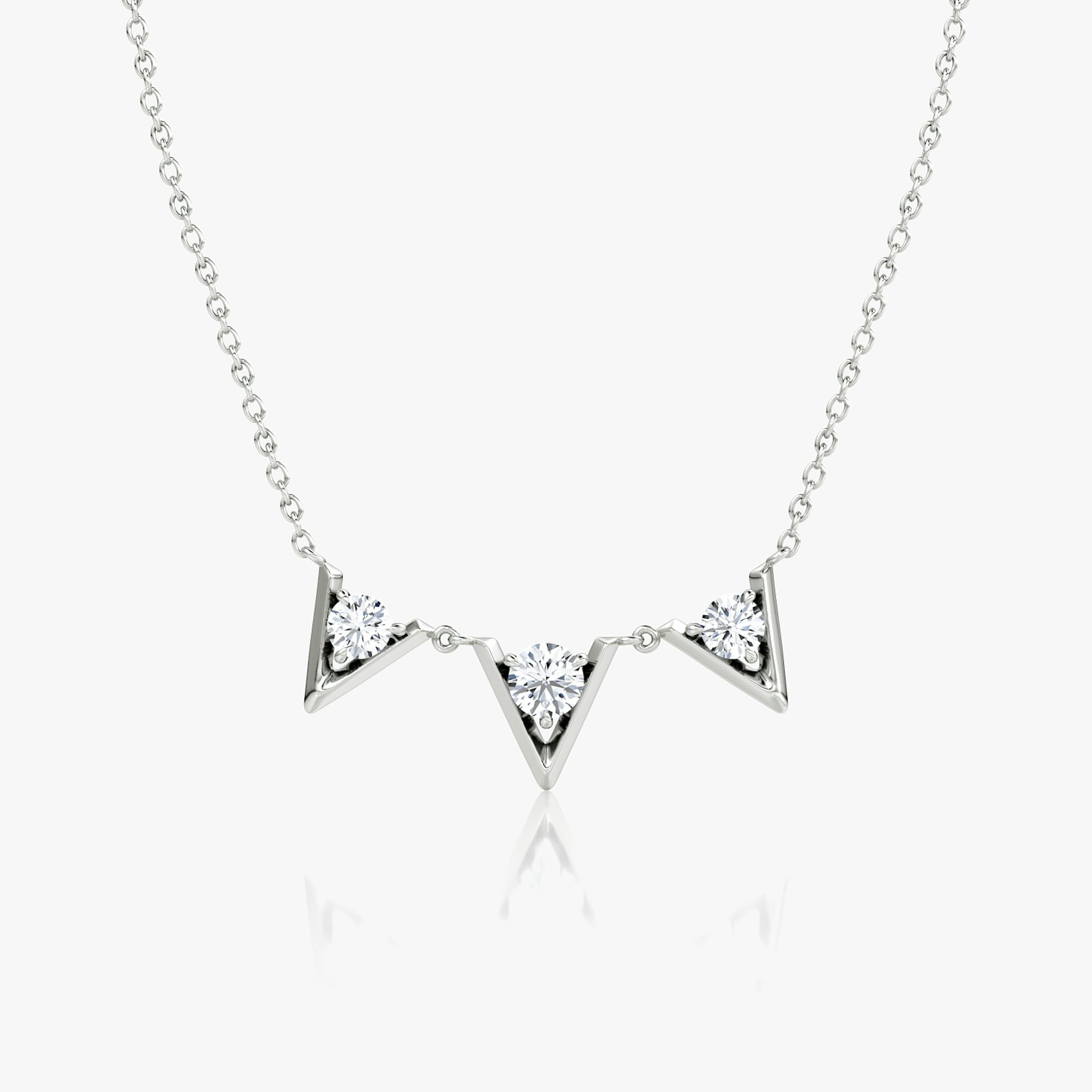 VRAI V Arc Necklace | Round Brilliant | 14k | White Gold | diamondCount: 3 | chainLength: 16-18