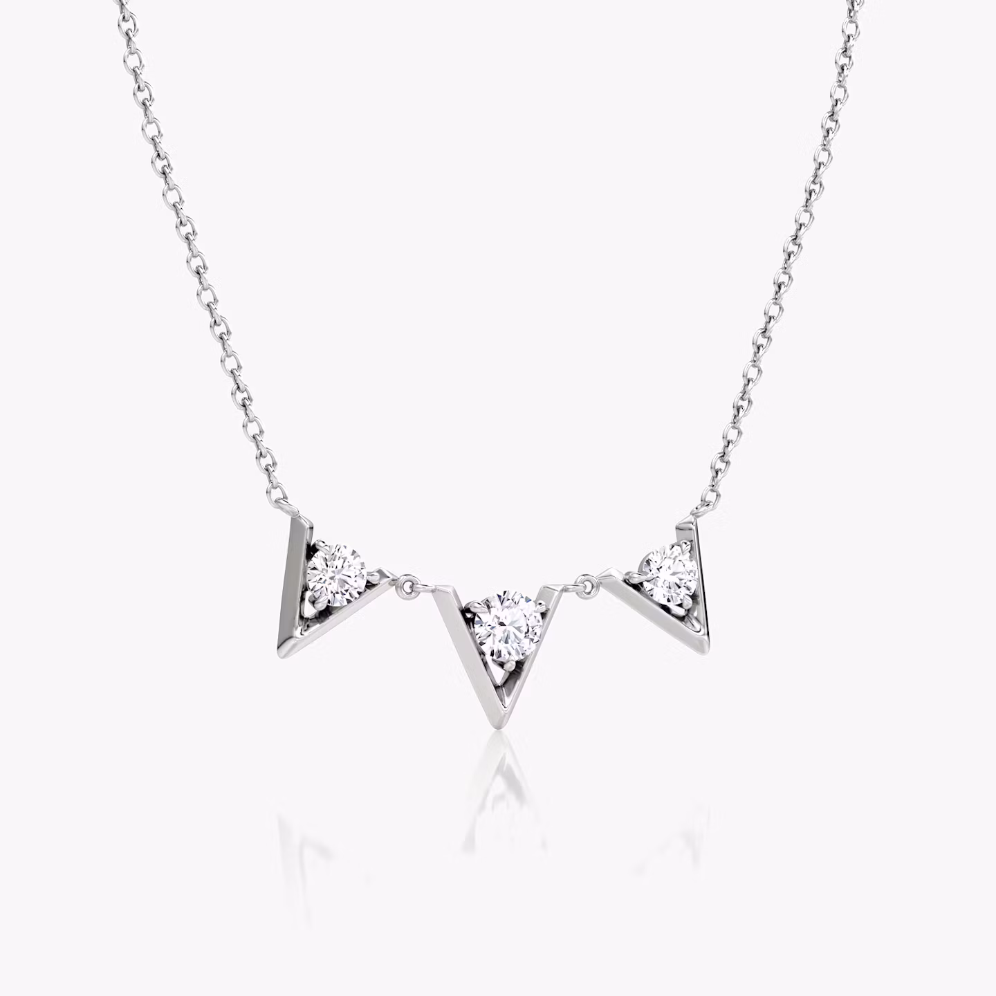 Collar VRAI V Arc | Brillante | 14k | Oro blanco | diamondCount: 3 | chainLength: 16-18