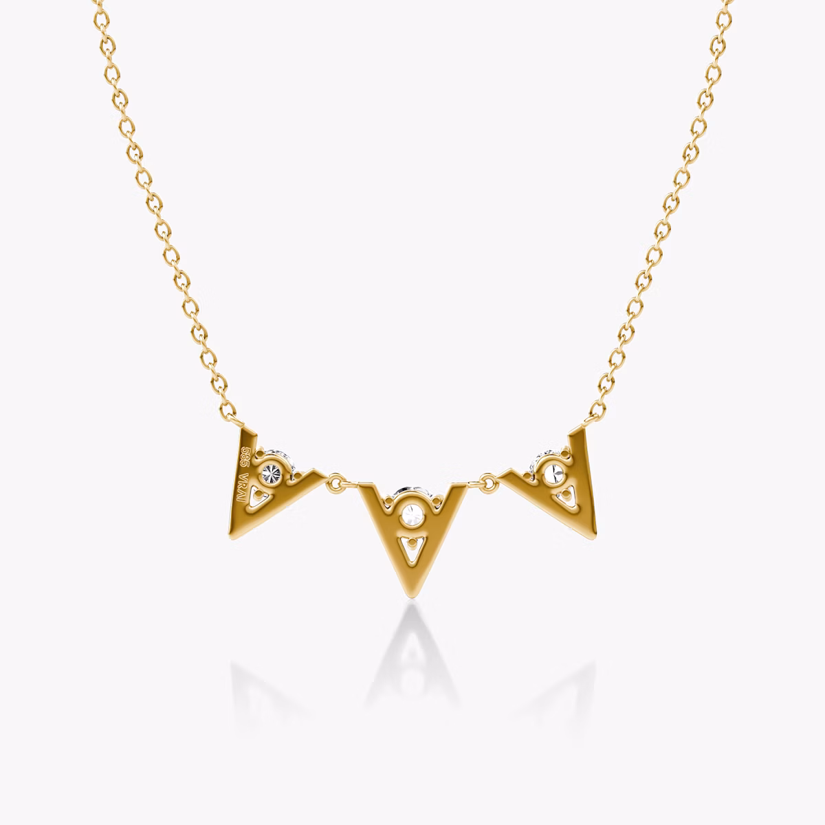 VRAI V Arc Halskette | Rund | 14k | Gelbgold | diamondCount: 3 | chainLength: 16-18