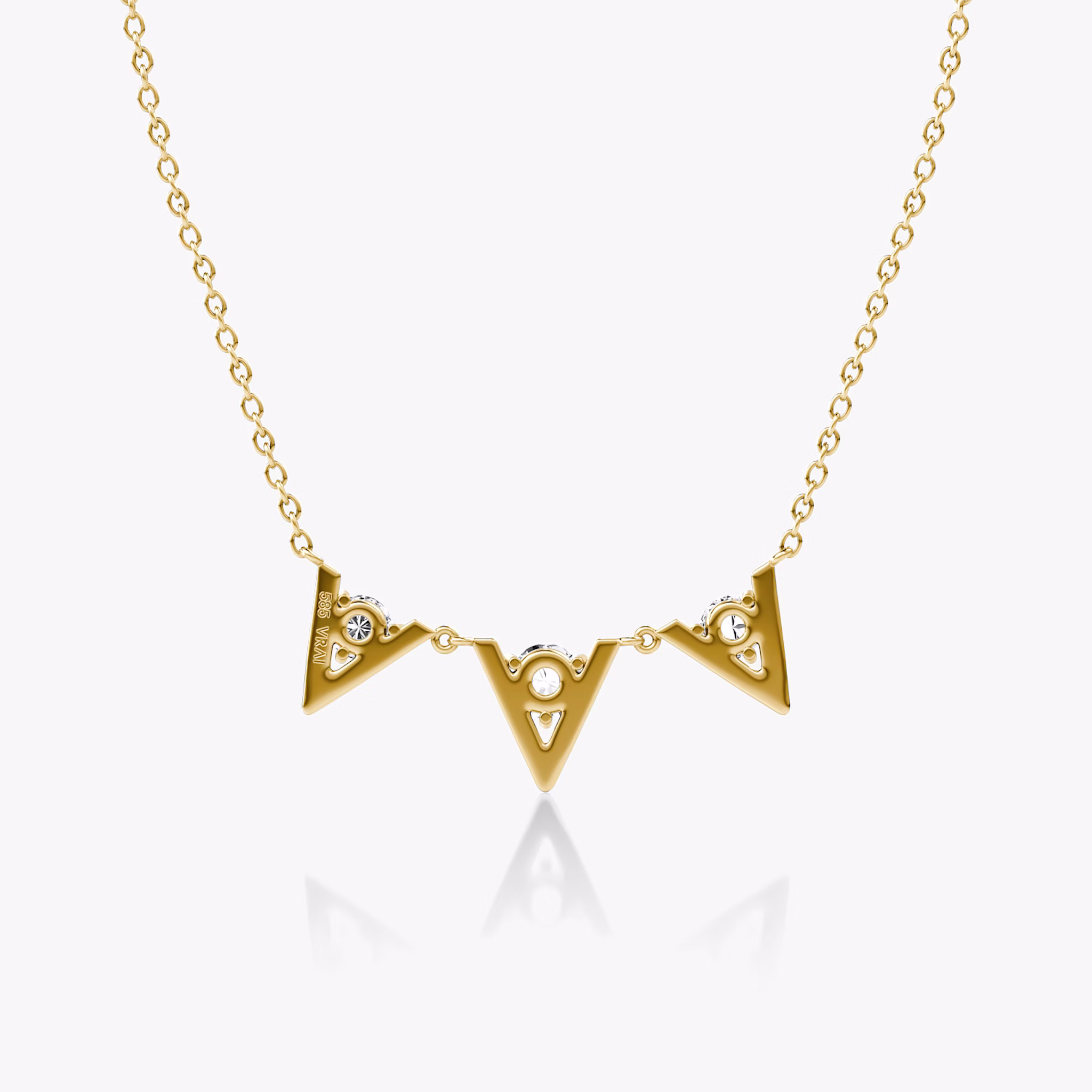 VRAI V Arc Necklace | Round Brilliant | 14k | Yellow Gold | diamondCount: 3 | chainLength: 16-18