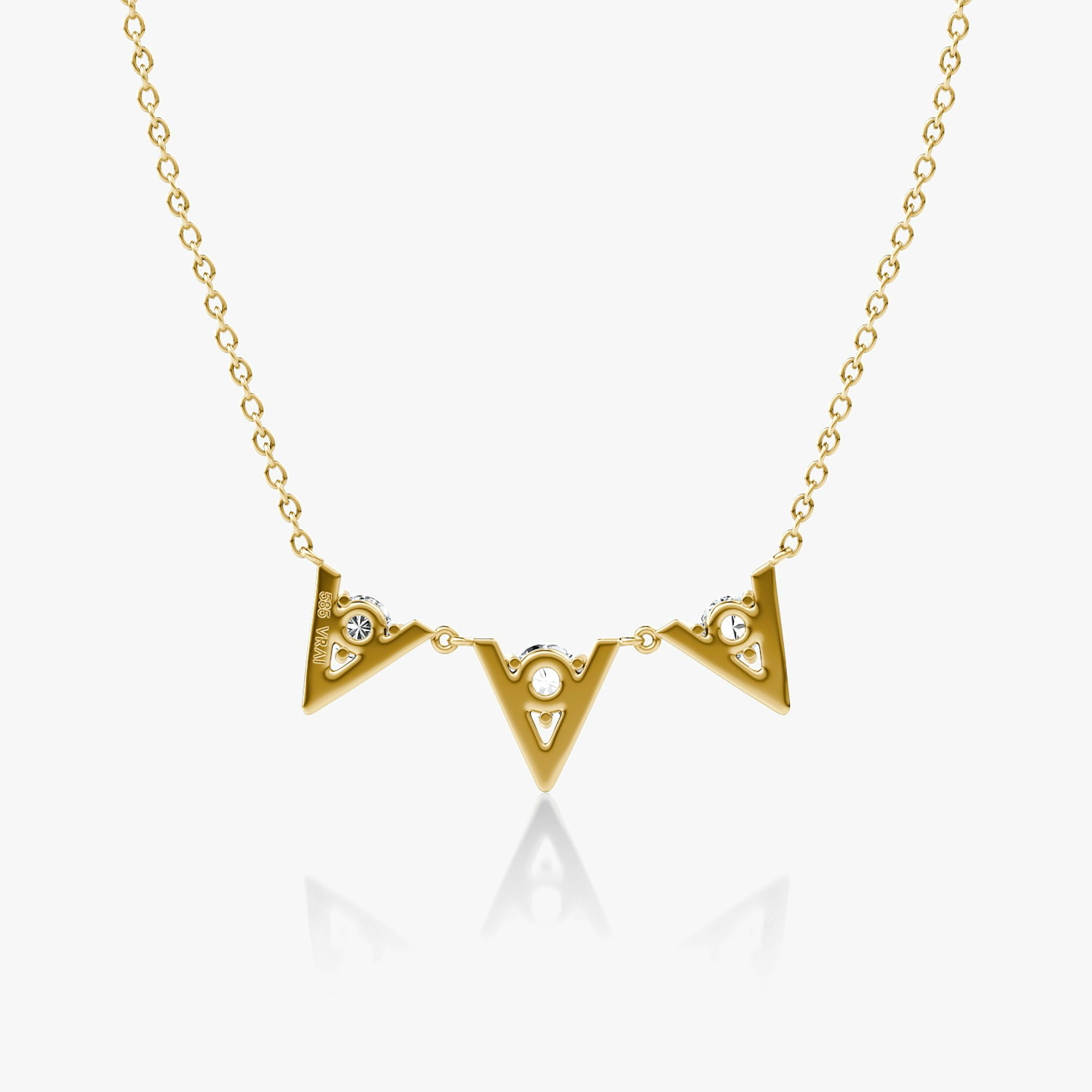 VRAI V Arc Necklace | Round Brilliant | 14k | Yellow Gold | diamondCount: 3 | chainLength: 16-18
