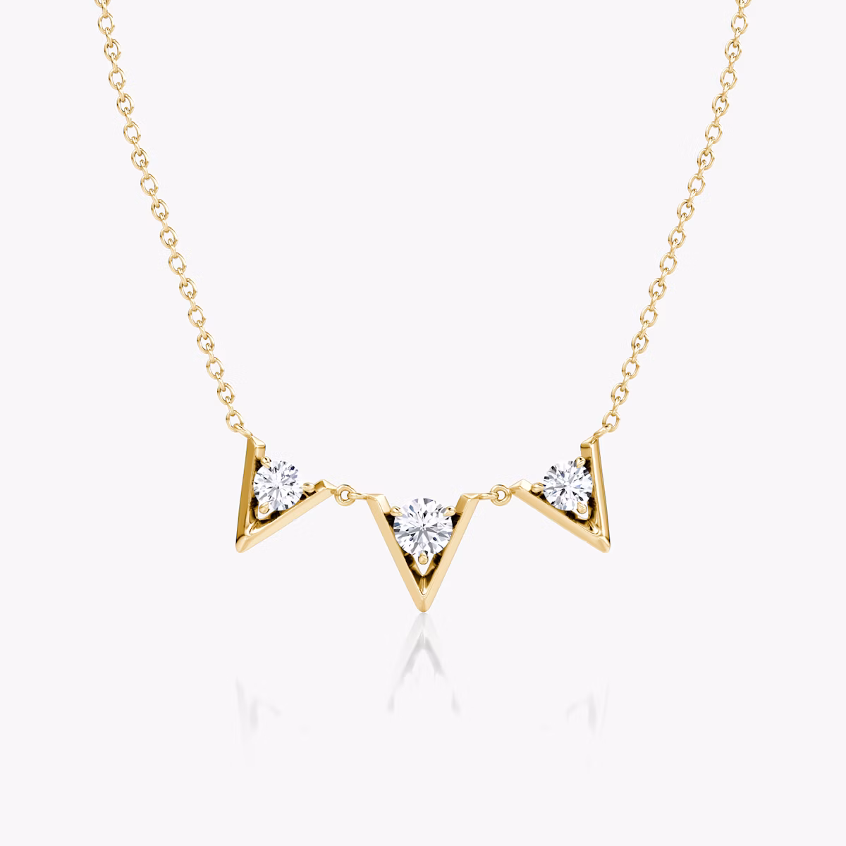 VRAI V Arc Halskette | Rund | 14k | Gelbgold | diamondCount: 3 | chainLength: 16-18