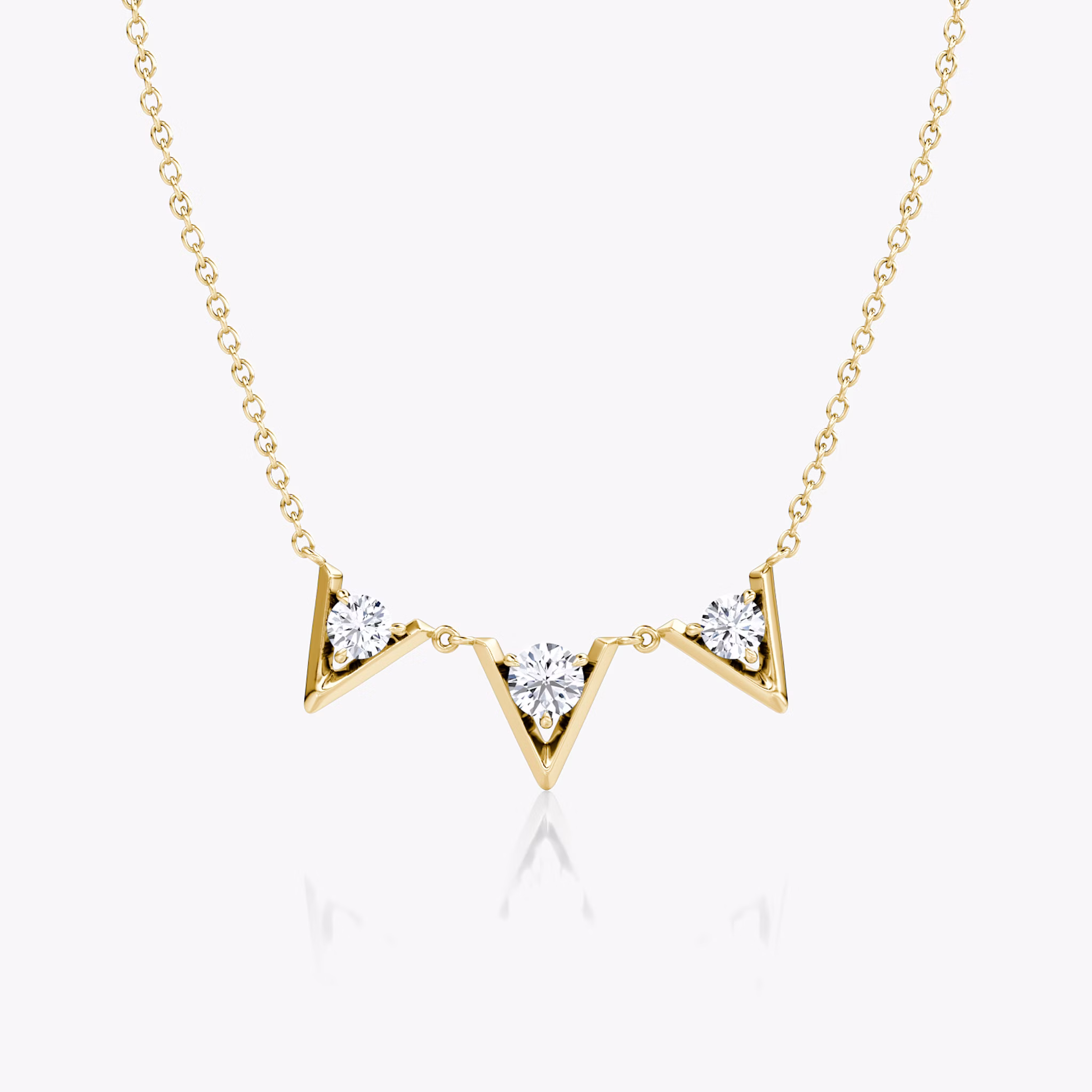 VRAI V Arc Necklace | Round Brilliant | 14k | Yellow Gold | diamondCount: 3 | chainLength: 16-18