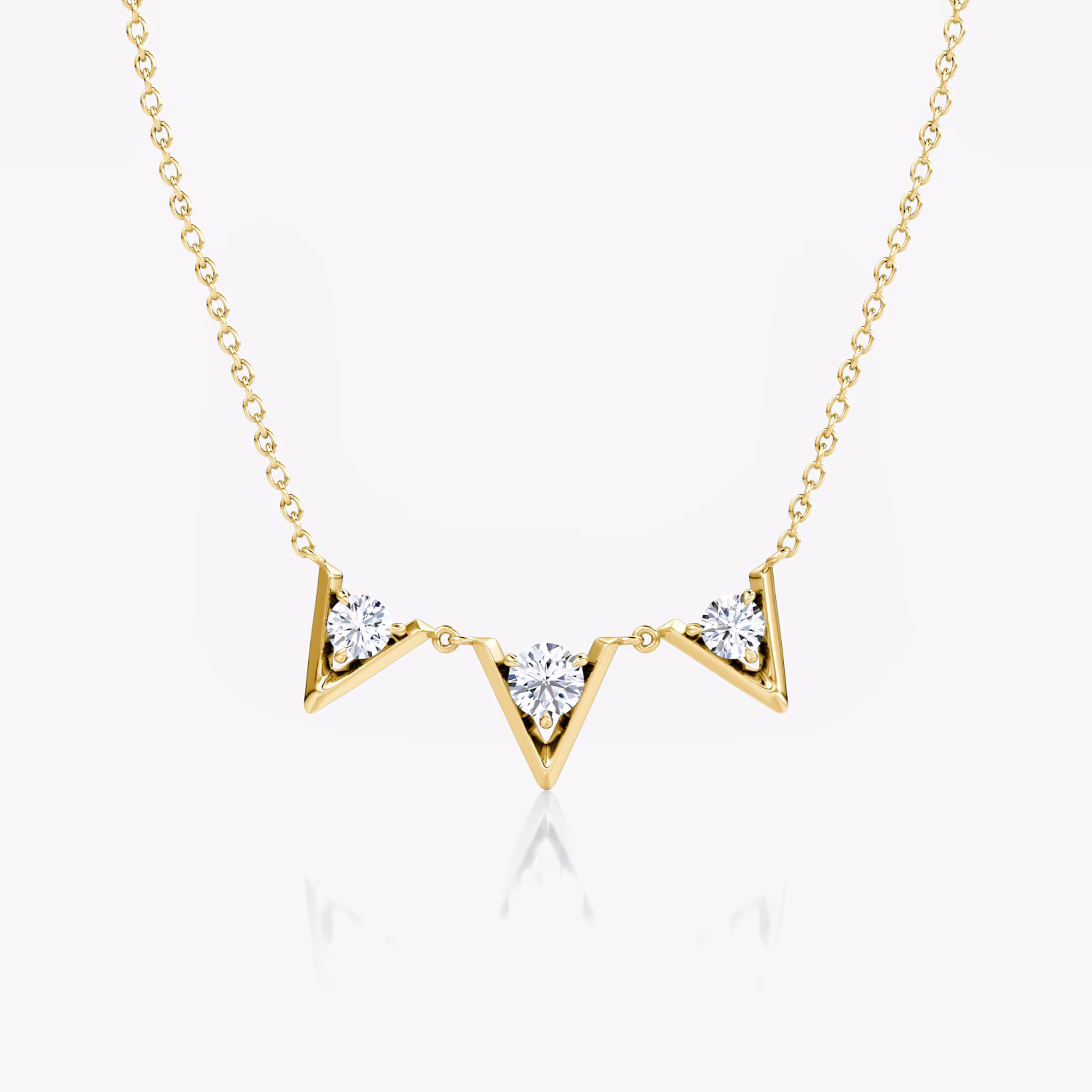 VRAI V Arc Necklace Round Brilliant | Yellow Gold
