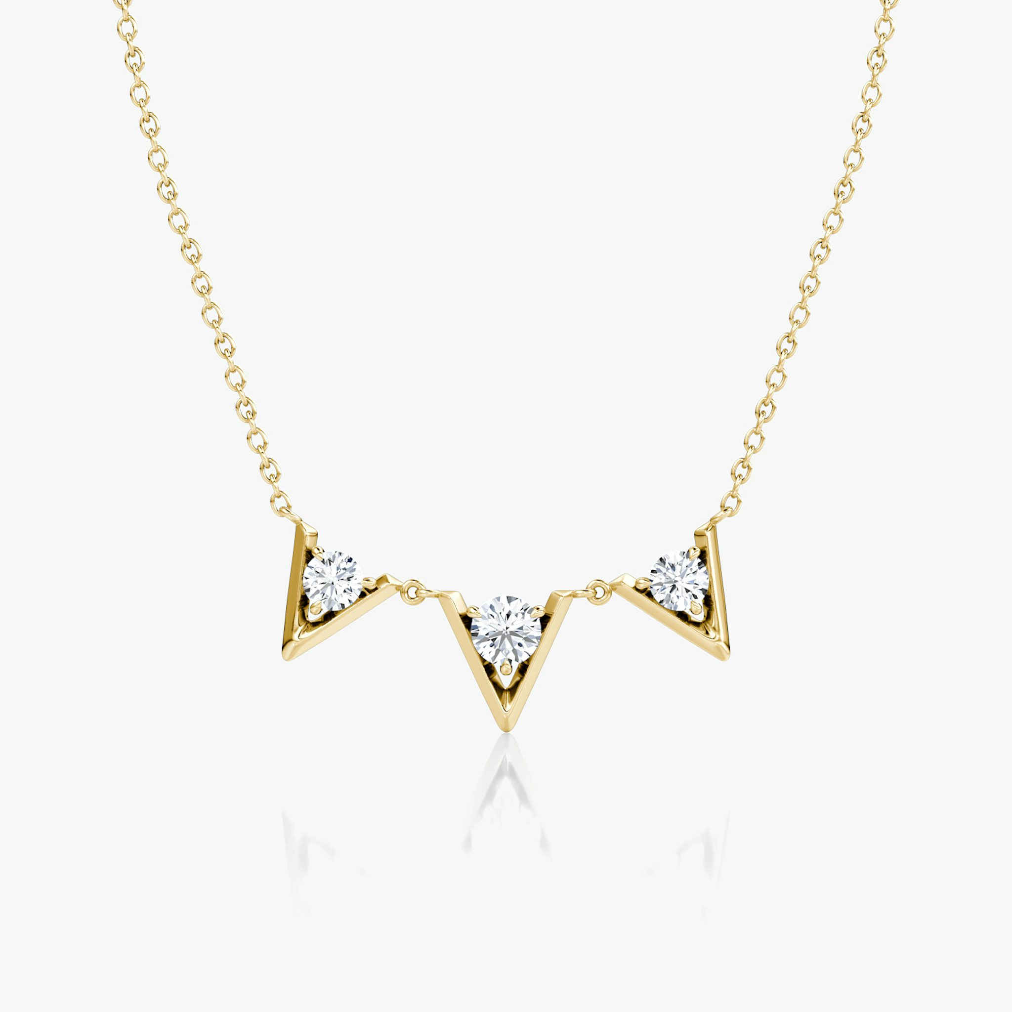 VRAI V Arc Necklace | Round Brilliant | 14k | Yellow Gold | diamondCount: 3 | chainLength: 16-18