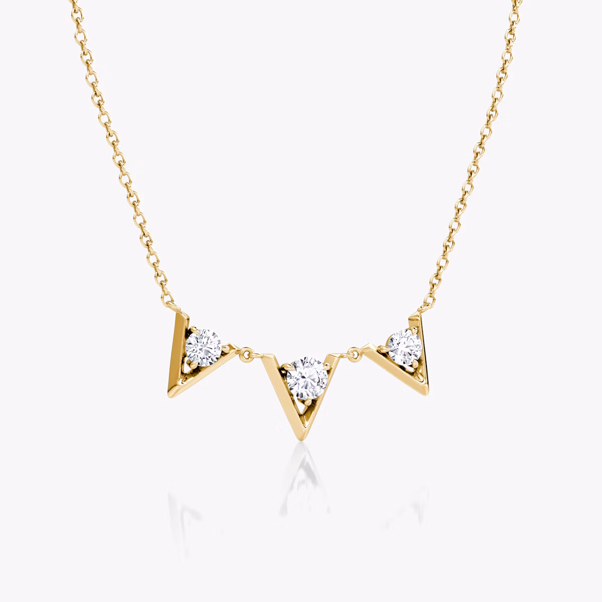 VRAI V Arc Halskette | Rund | 14k | Gelbgold | diamondCount: 3 | chainLength: 16-18