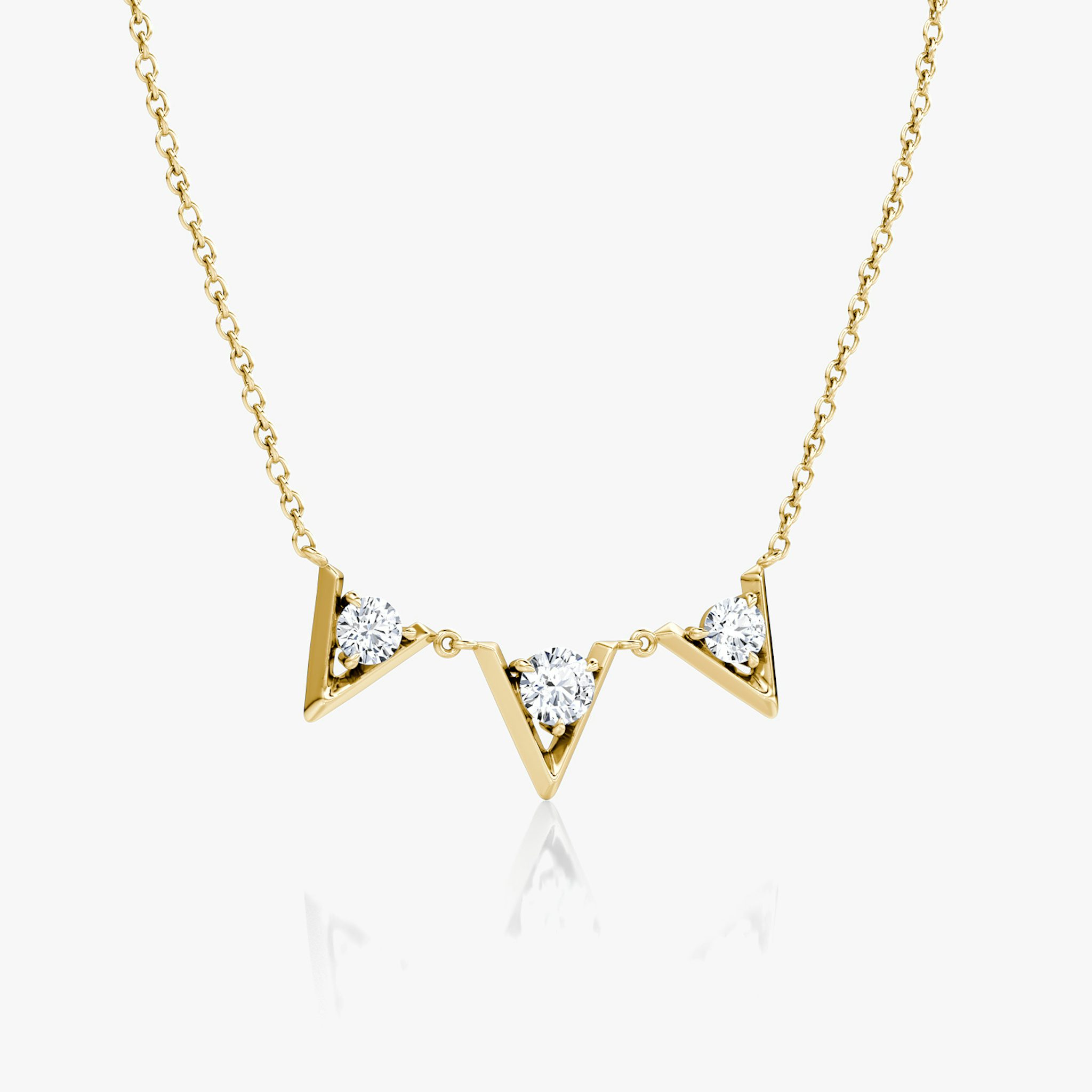 VRAI V Arc Necklace | Round Brilliant | 14k | Yellow Gold | diamondCount: 3 | chainLength: 16-18
