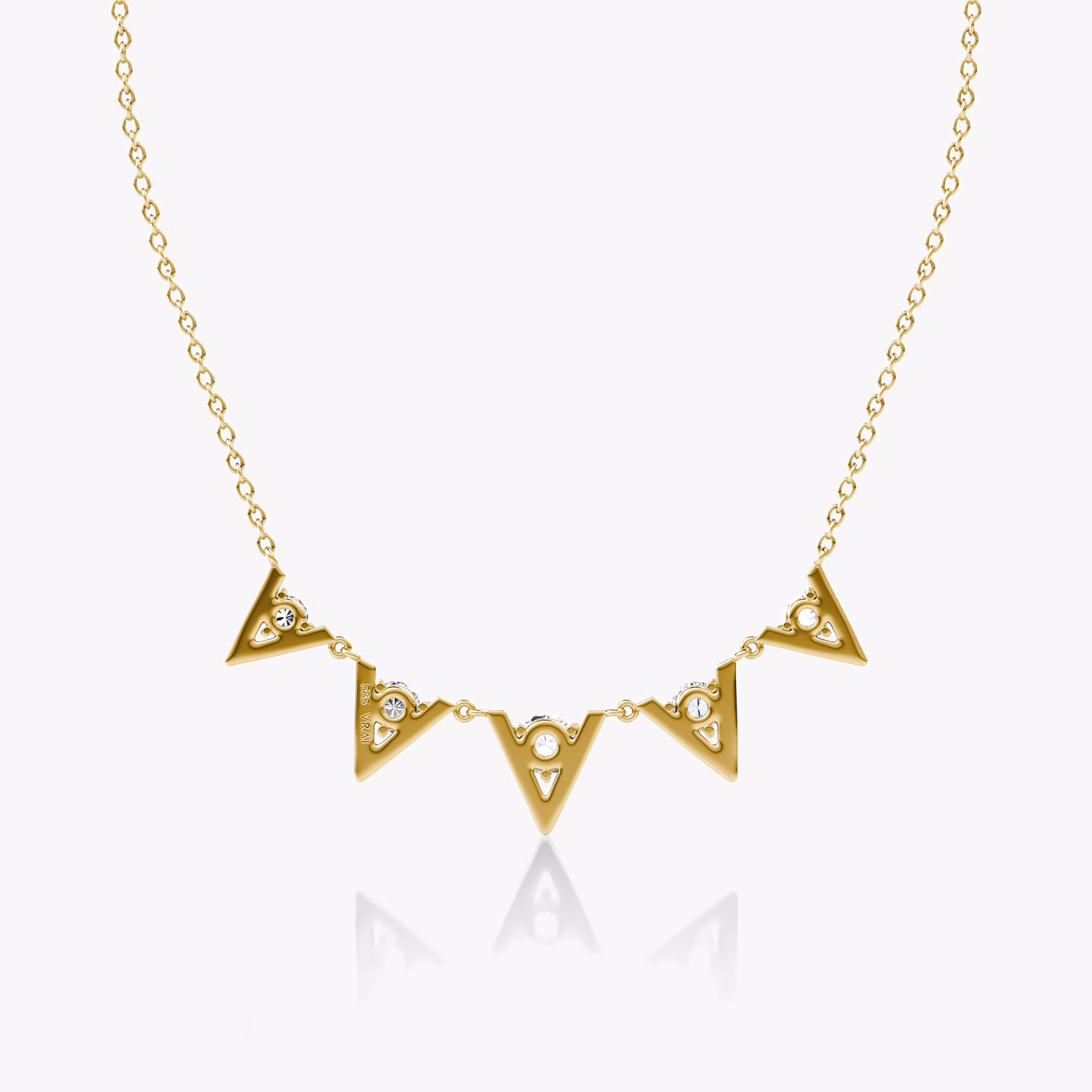 VRAI V Arc Necklace | Round Brilliant | 14k | Yellow Gold | diamondCount: 5 | chainLength: 16-18