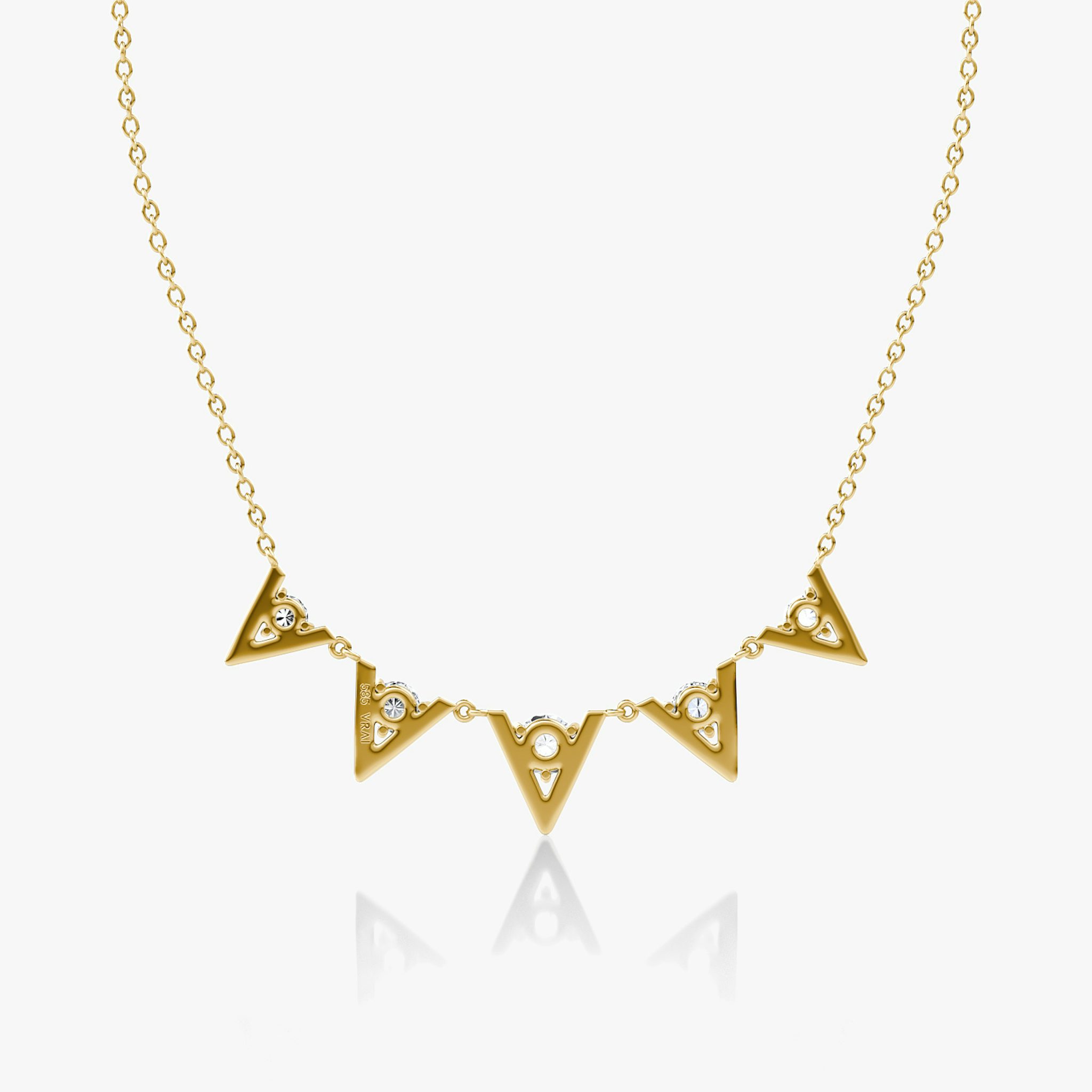 VRAI V Arc Necklace | Round Brilliant | 14k | Yellow Gold | diamondCount: 5 | chainLength: 16-18