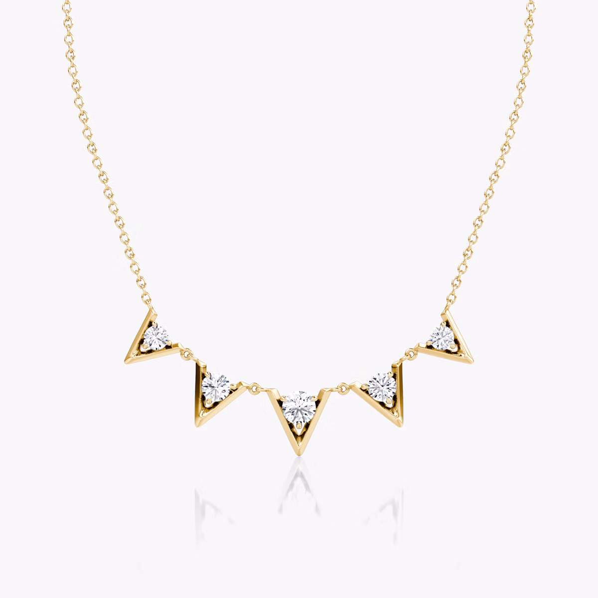 VRAI V Arc Necklace | Round Brilliant | 14k | Yellow Gold | diamondCount: 5 | chainLength: 16-18