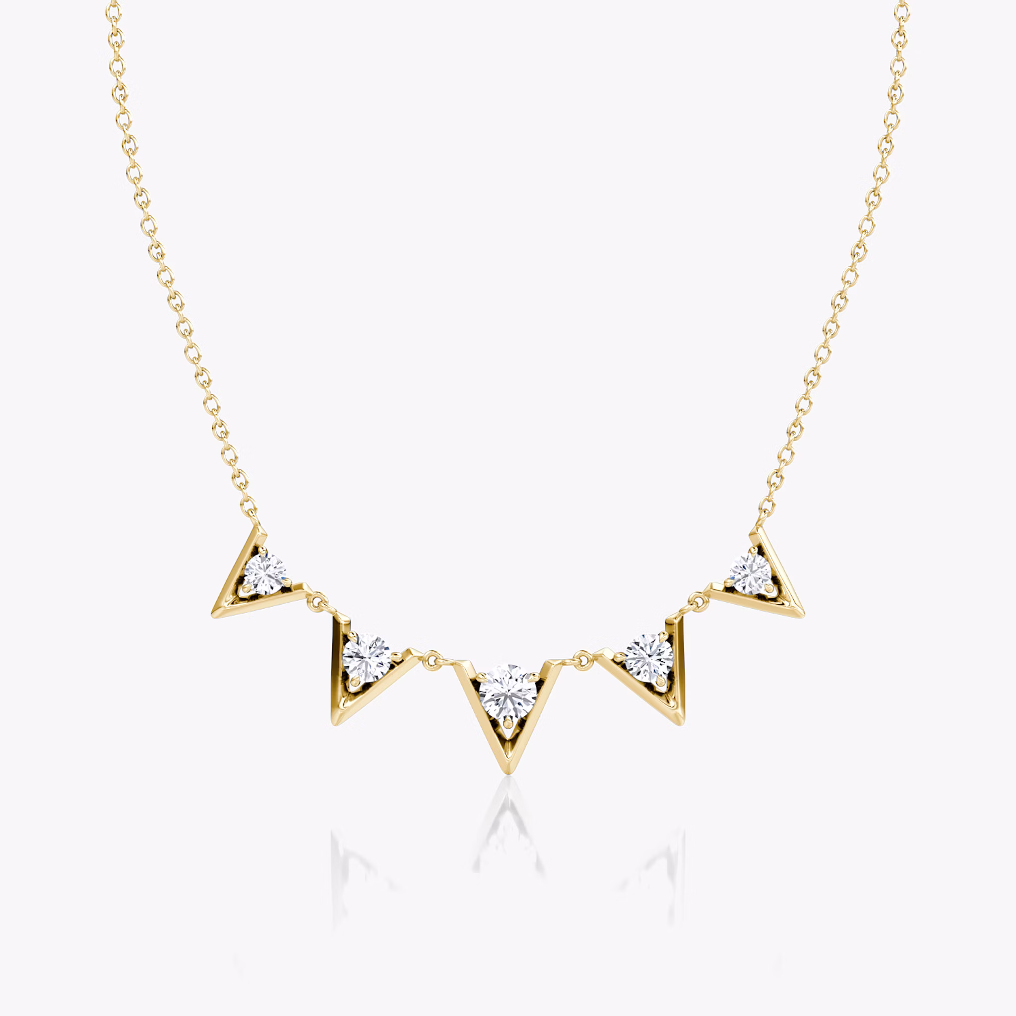 VRAI V Arc Necklace | Round Brilliant | 14k | Yellow Gold | diamondCount: 5 | chainLength: 16-18