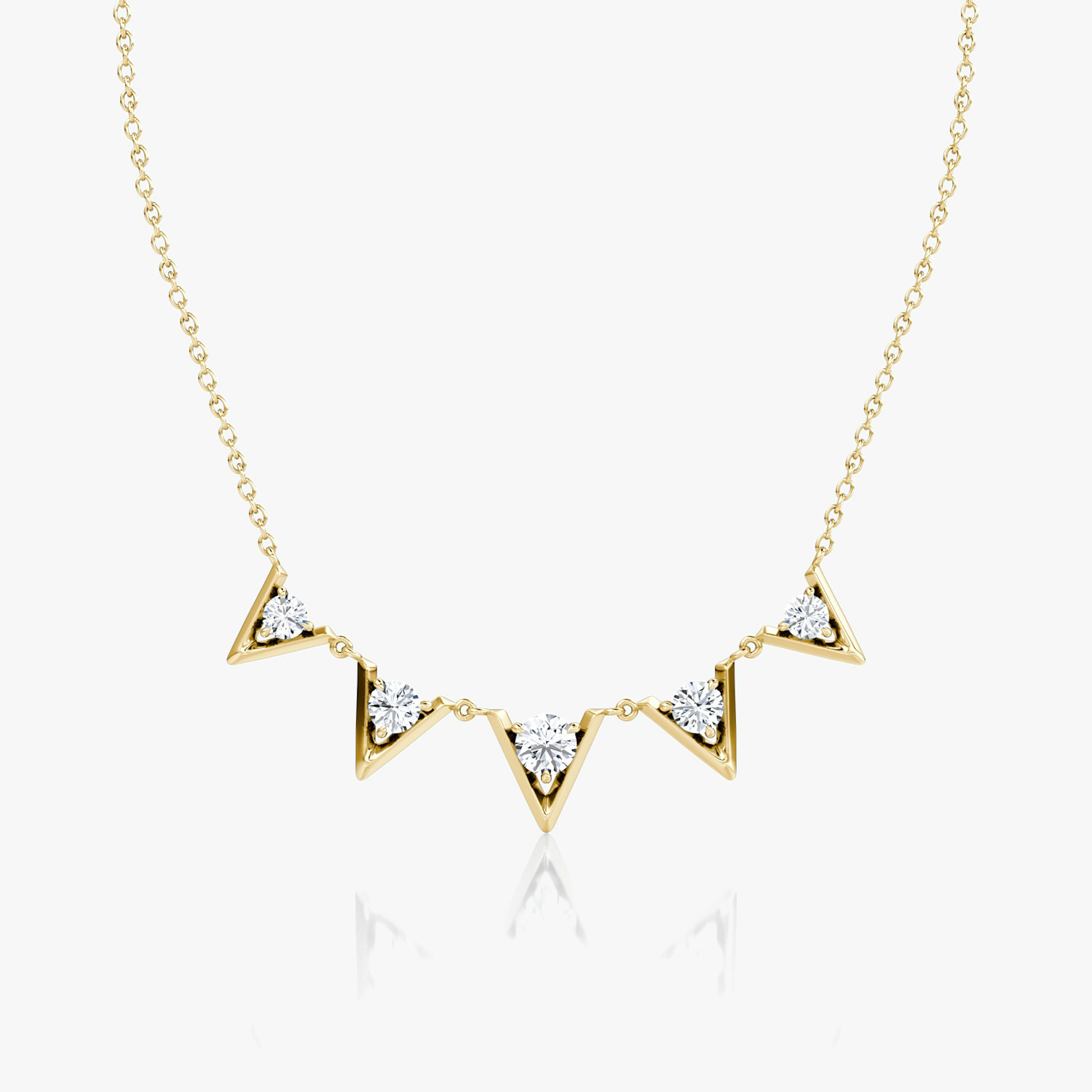 VRAI V Arc Necklace | Round Brilliant | 14k | Yellow Gold | diamondCount: 5 | chainLength: 16-18
