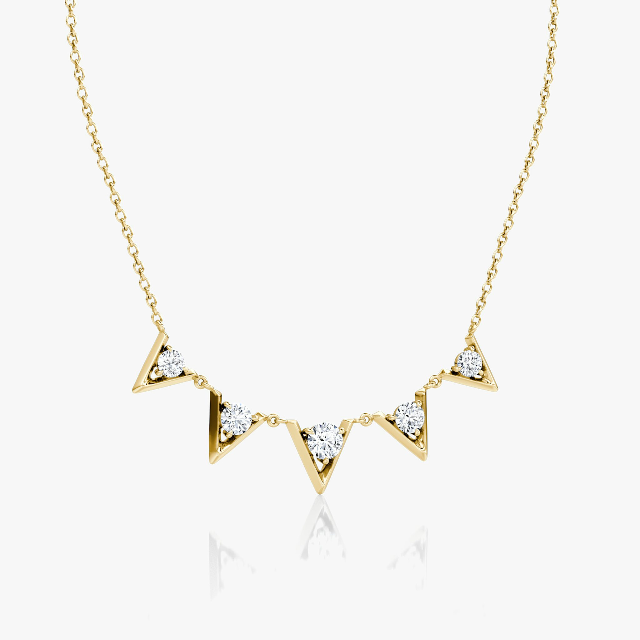 VRAI V Arc Necklace | Round Brilliant | 14k | Yellow Gold | diamondCount: 5 | chainLength: 16-18
