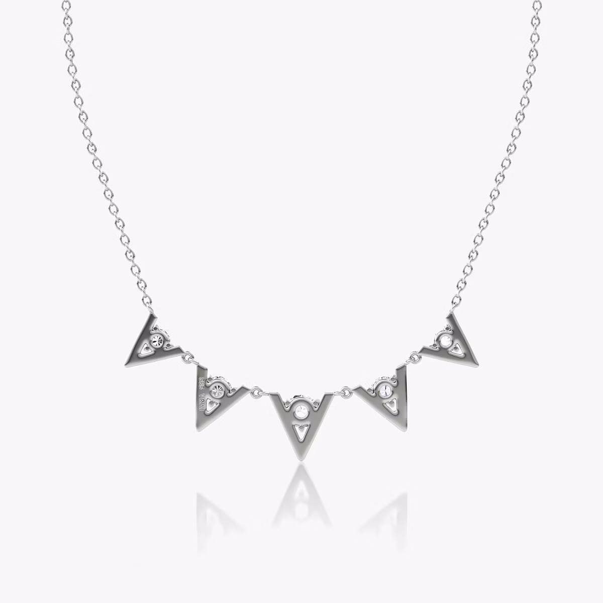 VRAI V Arc Halskette | Rund | 14k | Weißgold | diamondCount: 5 | chainLength: 16-18