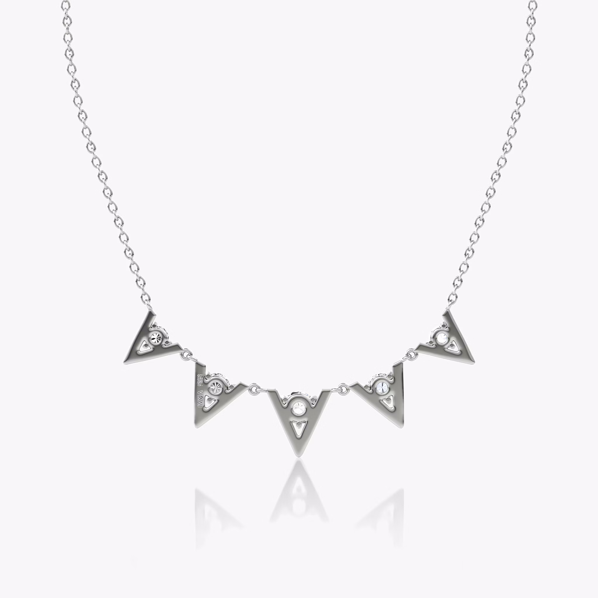 VRAI V Arc Necklace | Round Brilliant | 14k | White Gold | diamondCount: 5 | chainLength: 16-18