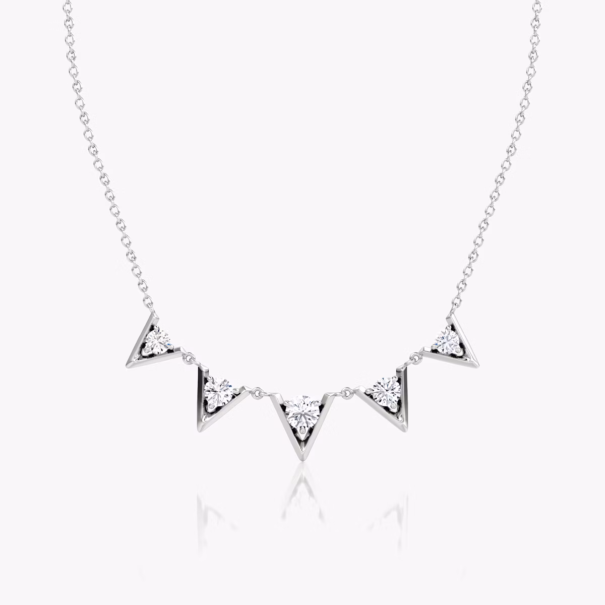 VRAI V Arc Halskette | Rund | 14k | Weißgold | diamondCount: 5 | chainLength: 16-18
