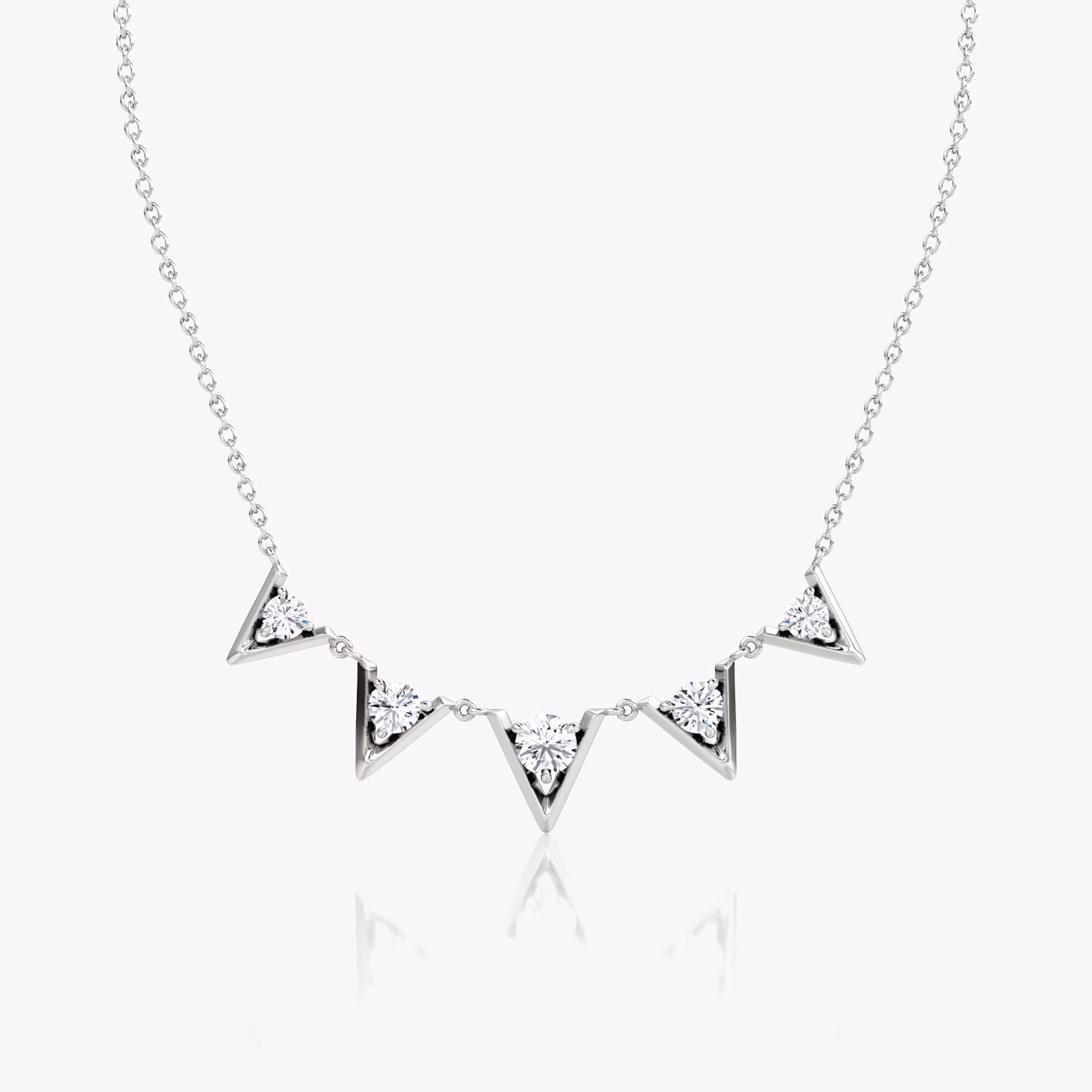 VRAI V Arc Necklace | Round Brilliant | 14k | White Gold | diamondCount: 5 | chainLength: 16-18