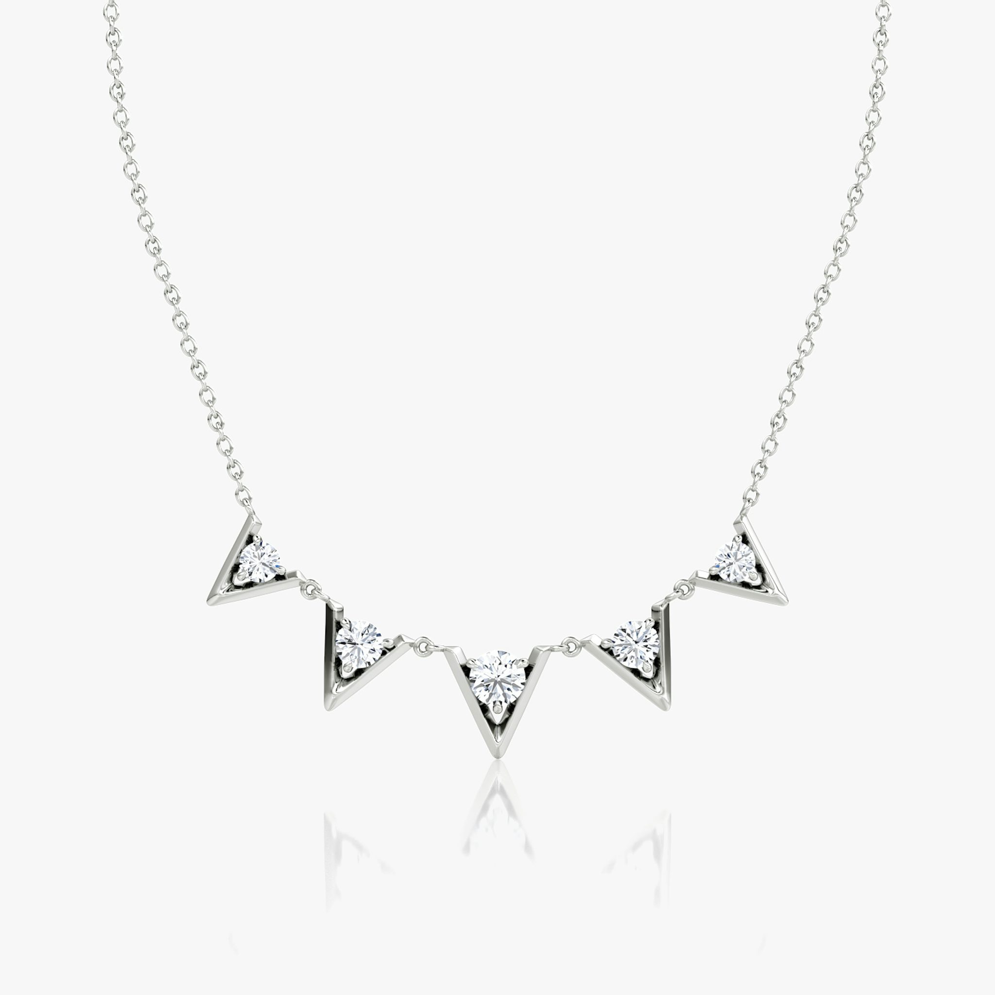 VRAI V Arc Necklace | Round Brilliant | 14k | White Gold | diamondCount: 5 | chainLength: 16-18